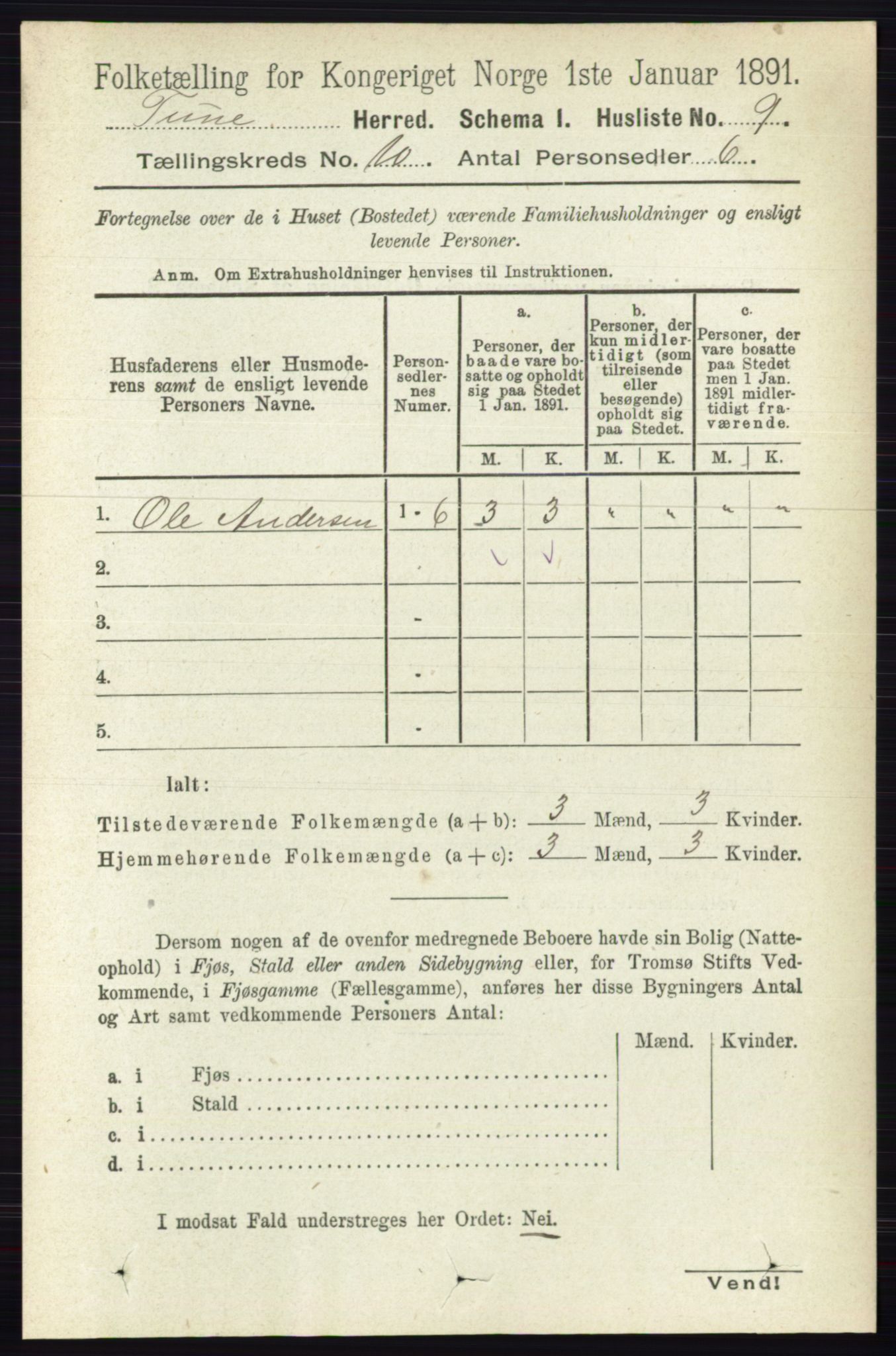 RA, 1891 census for 0130 Tune, 1891, p. 6513