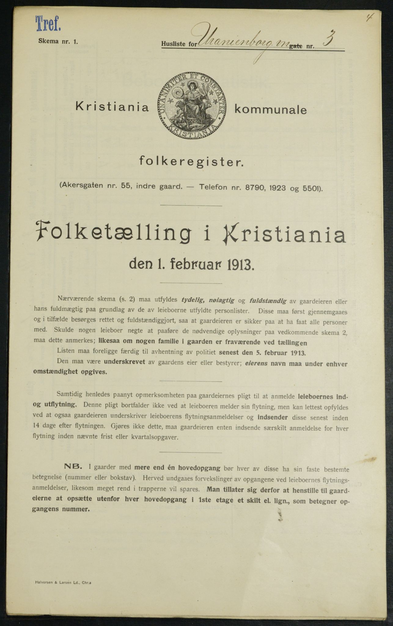 OBA, Municipal Census 1913 for Kristiania, 1913, p. 120283