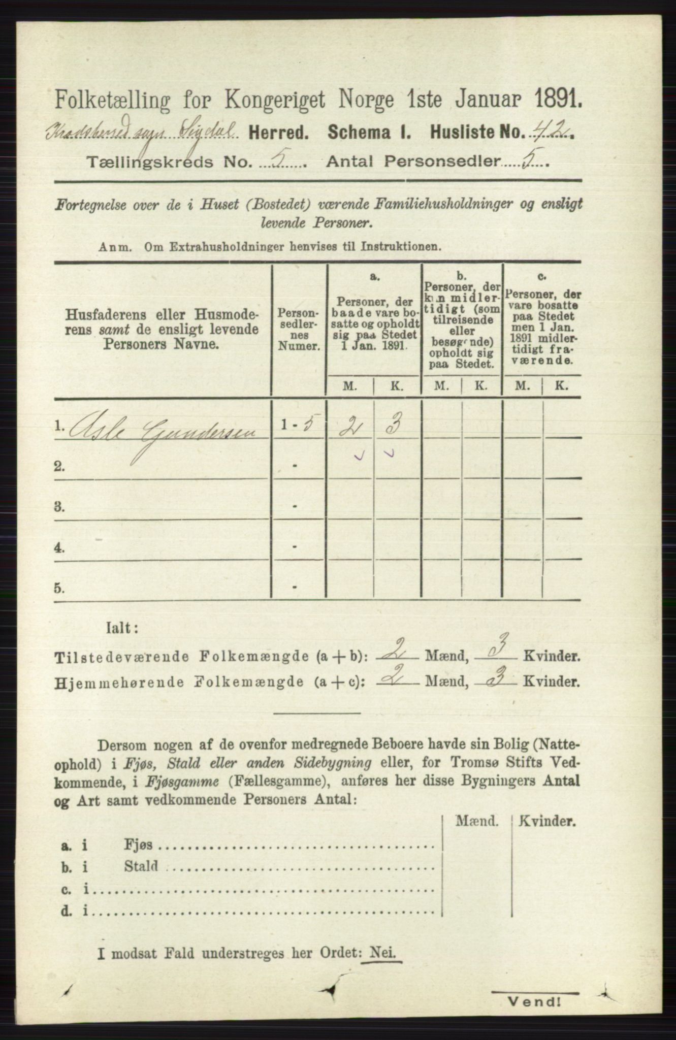 RA, 1891 census for 0621 Sigdal, 1891, p. 6311