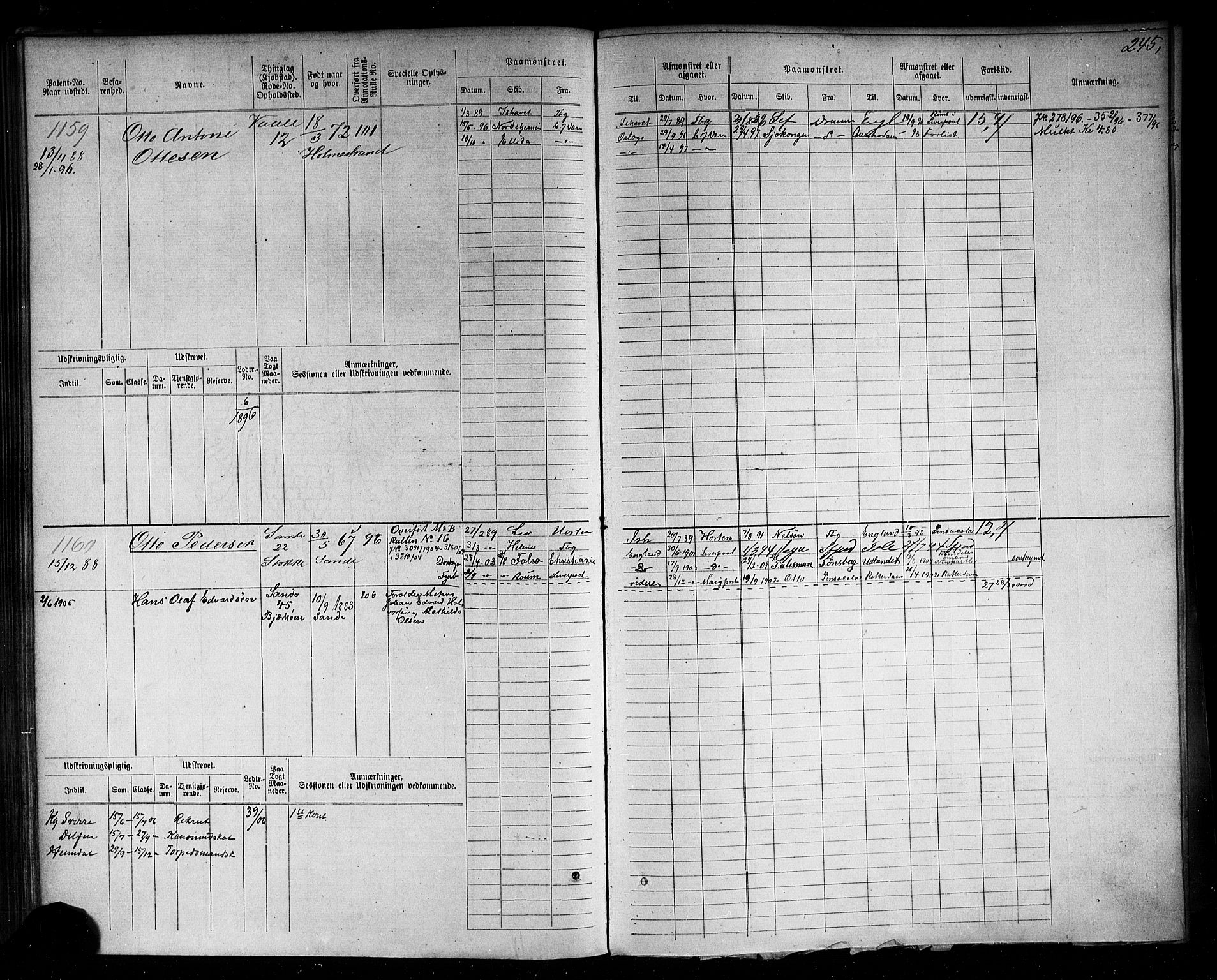 Holmestrand innrulleringskontor, AV/SAKO-A-1151/F/Fc/L0004: Hovedrulle, 1872-1913, p. 284