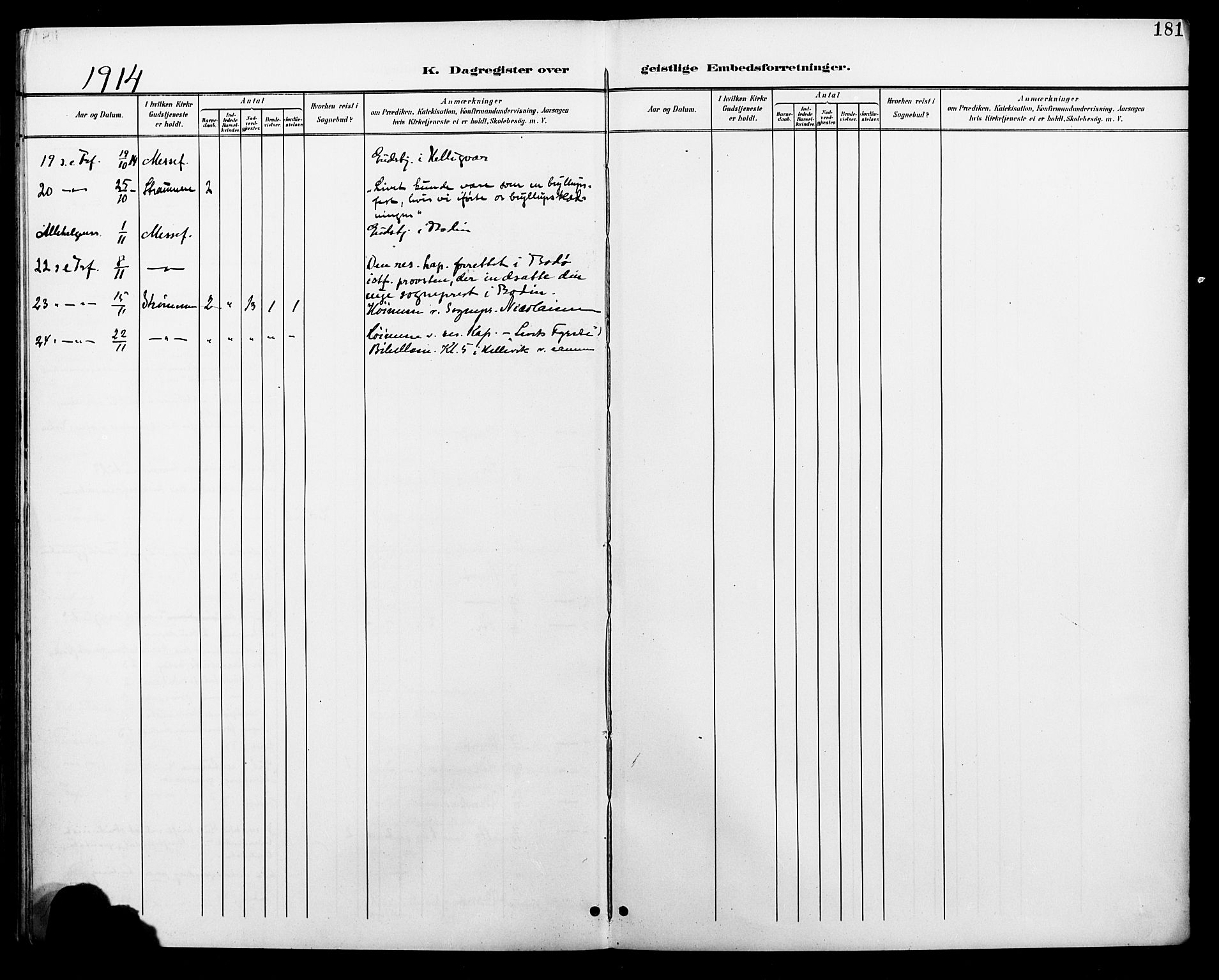 Ministerialprotokoller, klokkerbøker og fødselsregistre - Nordland, AV/SAT-A-1459/804/L0088: Parish register (copy) no. 804C01, 1901-1917, p. 181