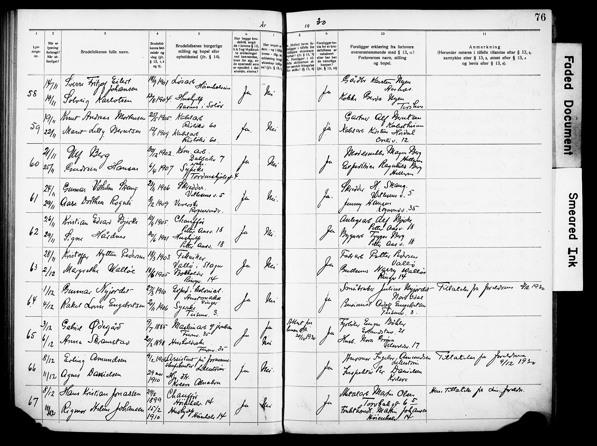 Østre Aker prestekontor Kirkebøker, AV/SAO-A-10840/H/Ha/L0007: Banns register no. I 7, 1919-1933, p. 76