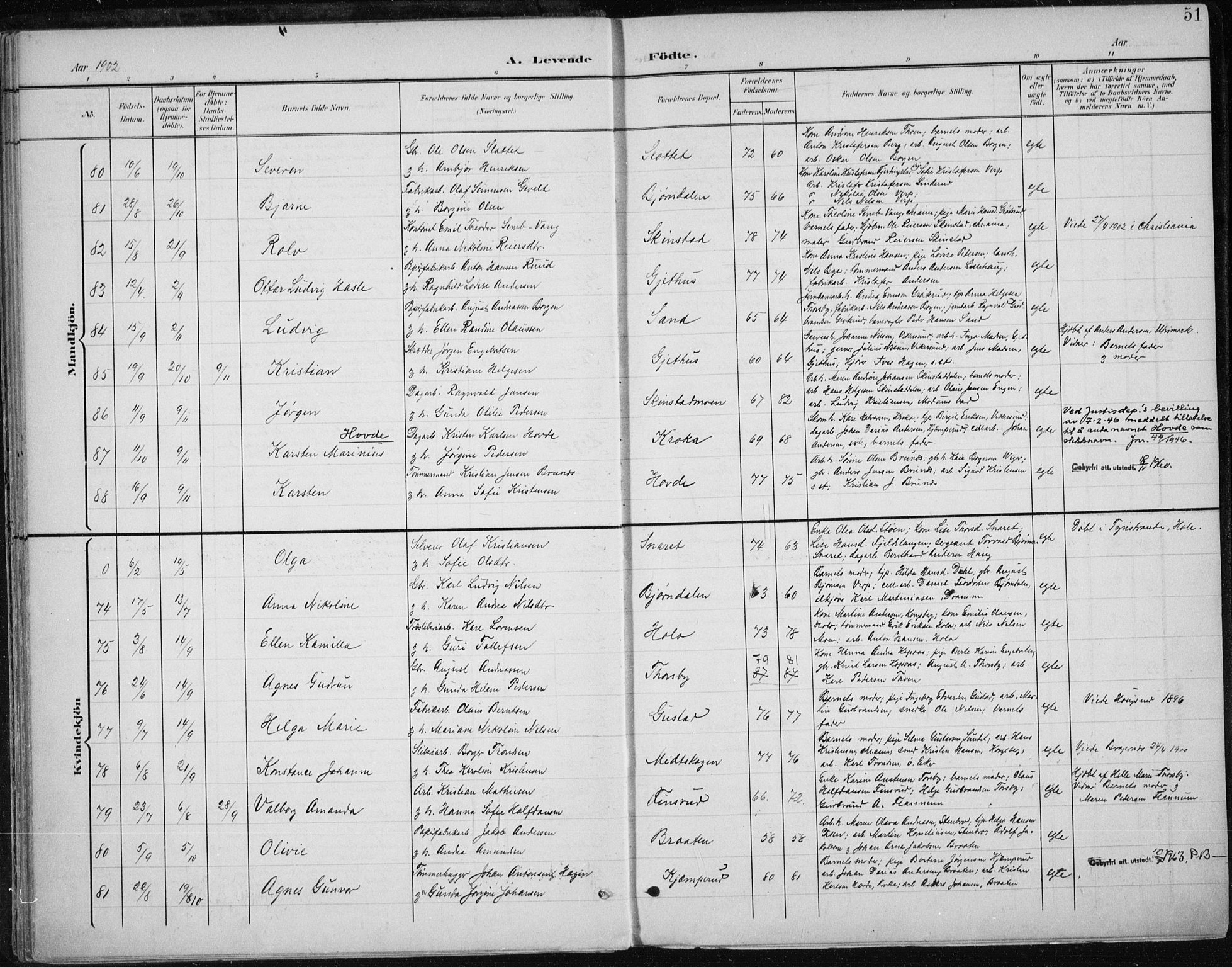 Modum kirkebøker, AV/SAKO-A-234/F/Fa/L0013: Parish register (official) no. 13, 1899-1907, p. 51