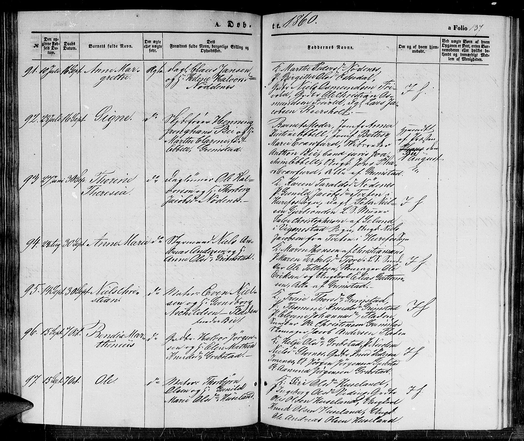 Fjære sokneprestkontor, AV/SAK-1111-0011/F/Fb/L0008: Parish register (copy) no. B 8, 1854-1867, p. 137