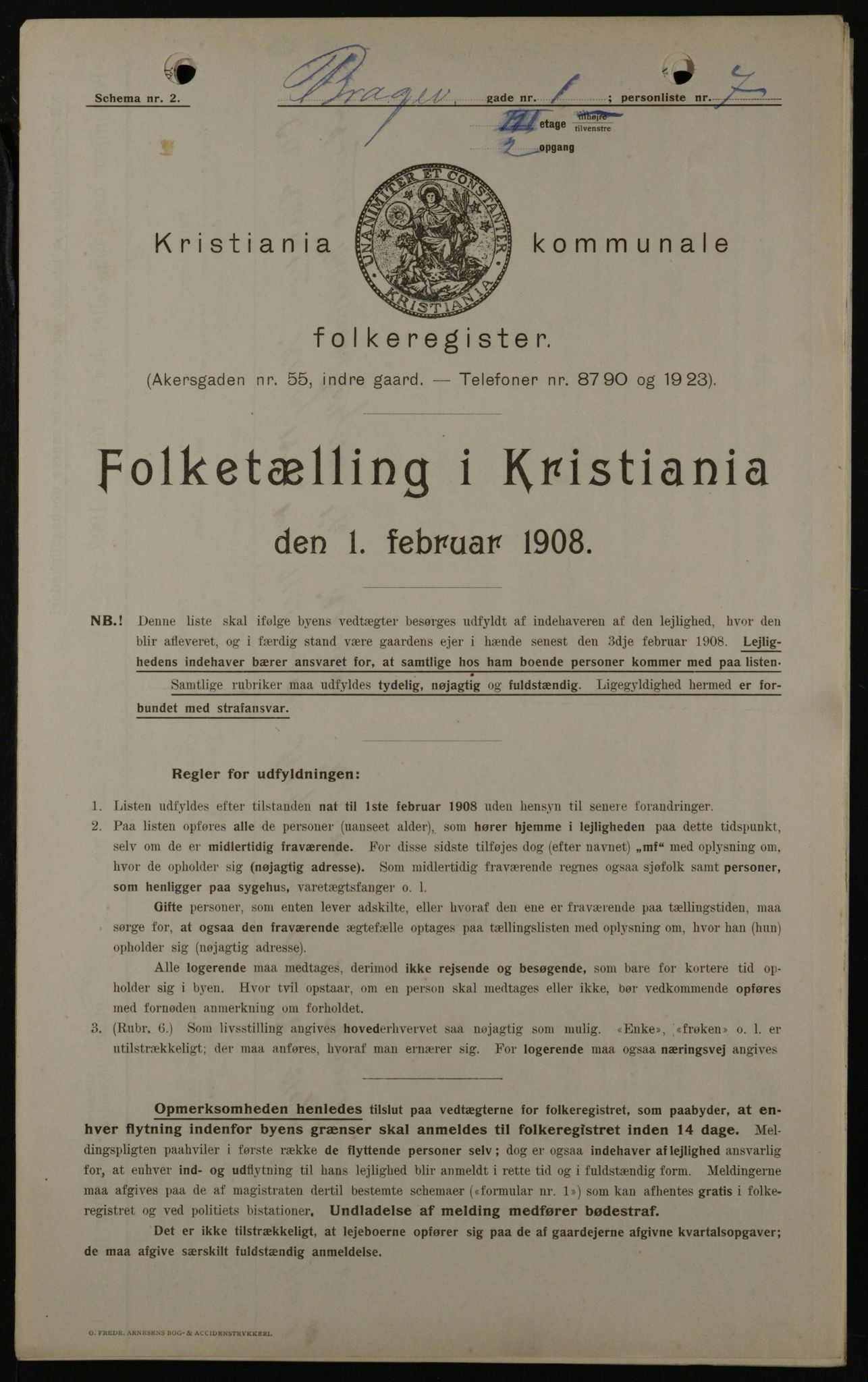 OBA, Municipal Census 1908 for Kristiania, 1908, p. 7814