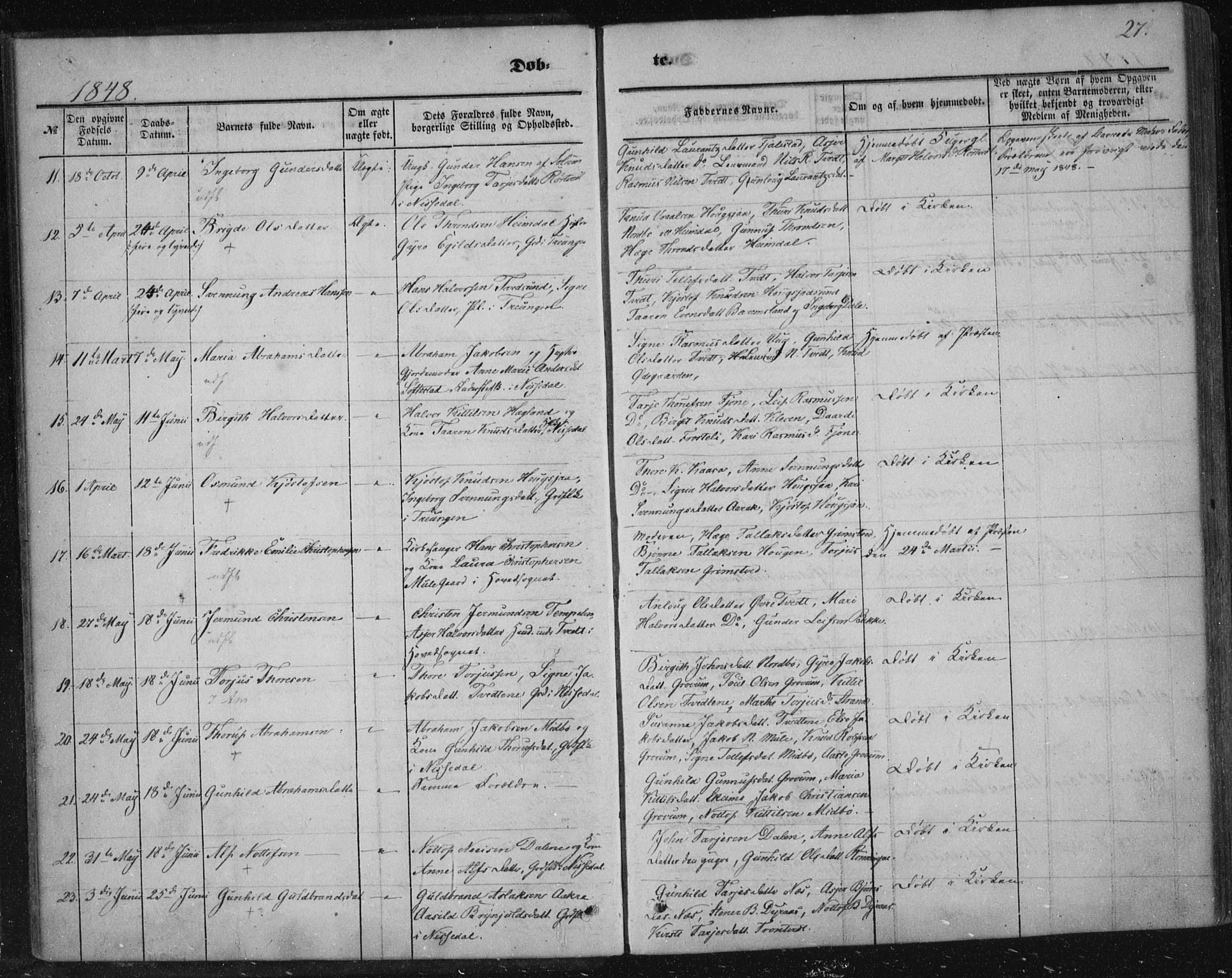 Nissedal kirkebøker, SAKO/A-288/F/Fa/L0003: Parish register (official) no. I 3, 1846-1870, p. 26-27