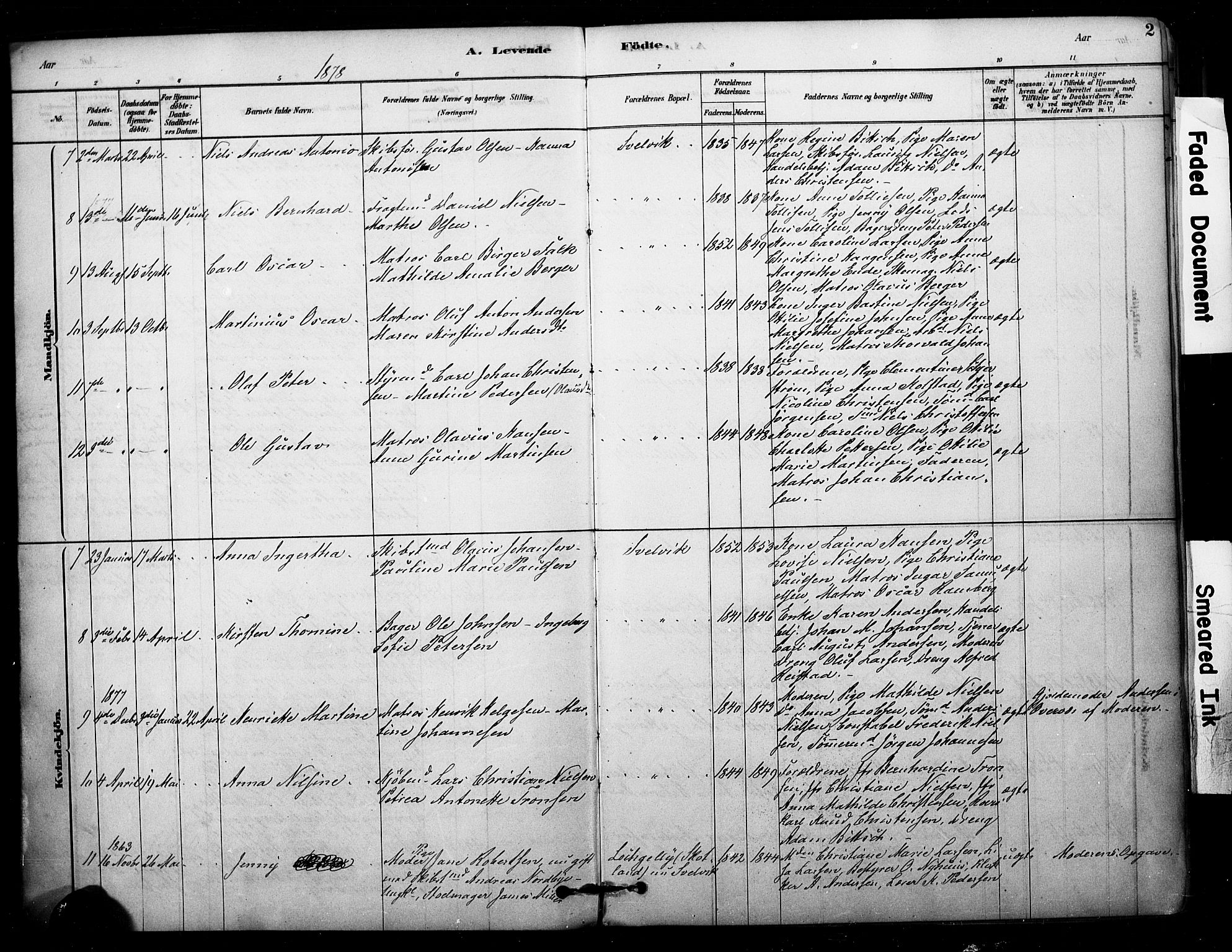 Strømm kirkebøker, SAKO/A-322/F/Fb/L0001: Parish register (official) no. II 1, 1878-1899, p. 2