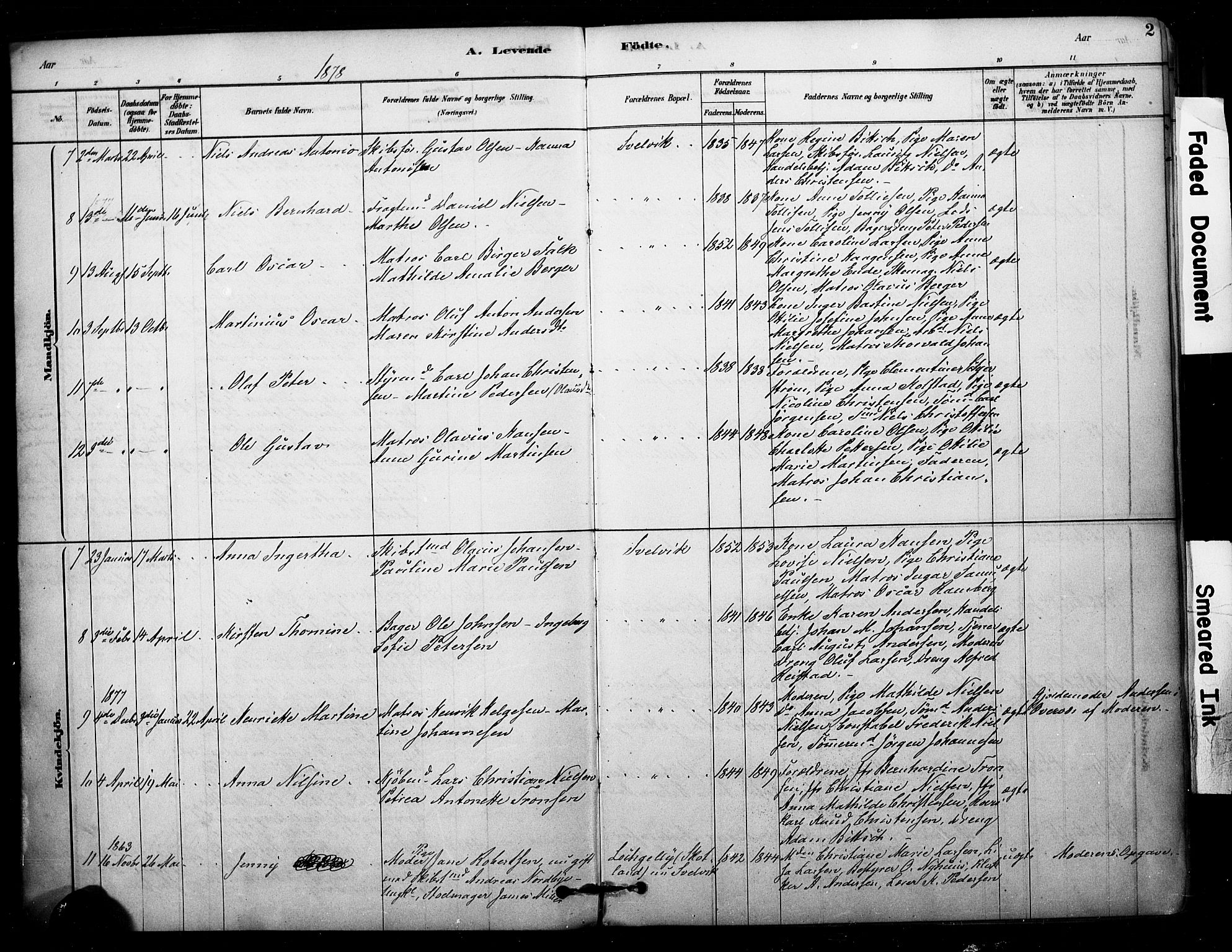 Strømm kirkebøker, AV/SAKO-A-322/F/Fb/L0001: Parish register (official) no. II 1, 1878-1899, p. 2