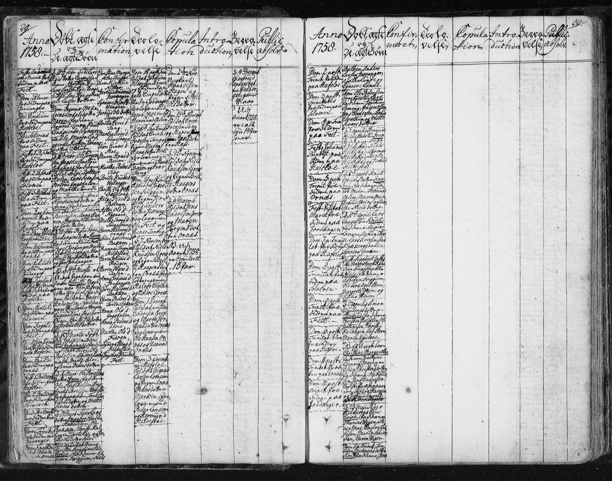 Hafslo sokneprestembete, SAB/A-80301/H/Haa/Haaa/L0002: Parish register (official) no. A 2, 1755-1806, p. 29-30