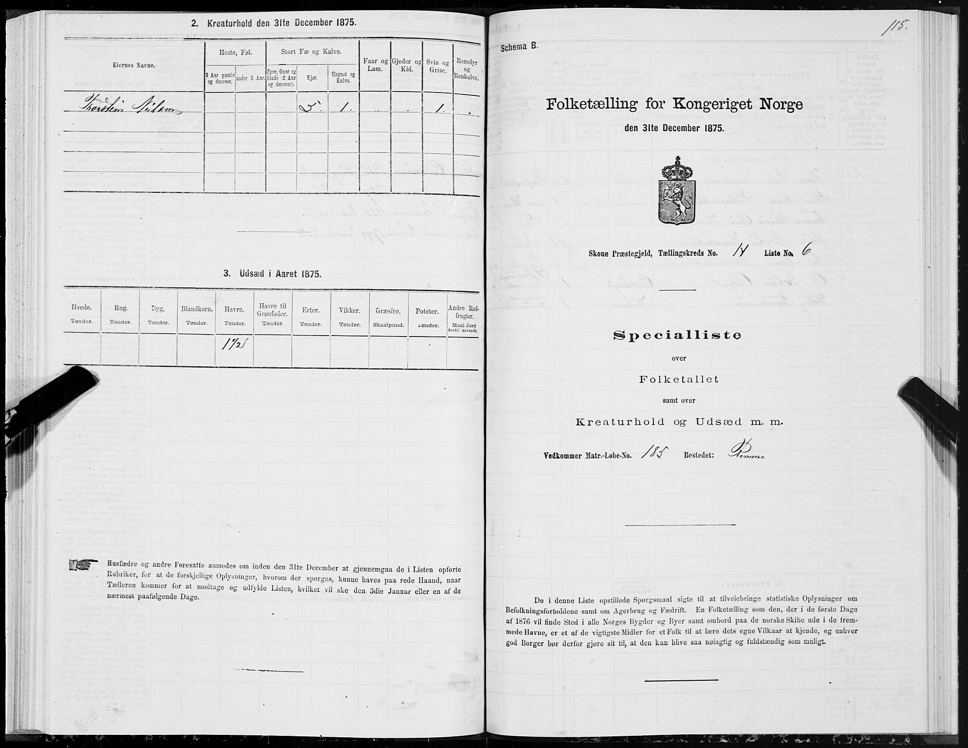 SAT, 1875 census for 1529P Skodje, 1875, p. 3115