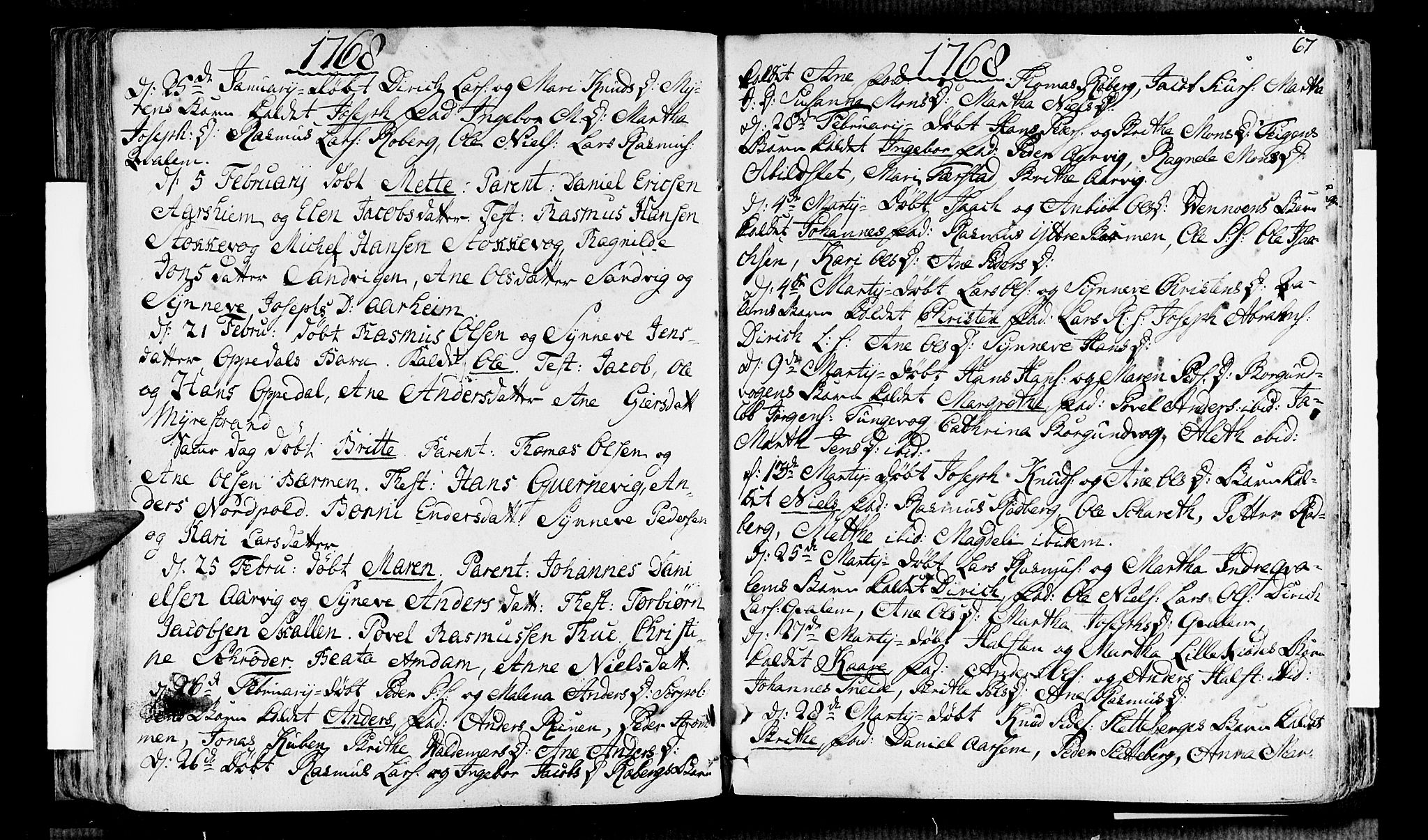 Selje sokneprestembete, SAB/A-99938/H/Ha/Haa/Haaa: Parish register (official) no. A 5, 1760-1782, p. 67