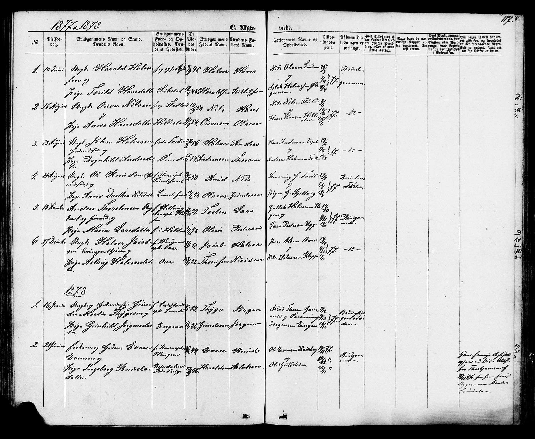 Lunde kirkebøker, SAKO/A-282/F/Fa/L0001: Parish register (official) no. I 1, 1866-1883, p. 117
