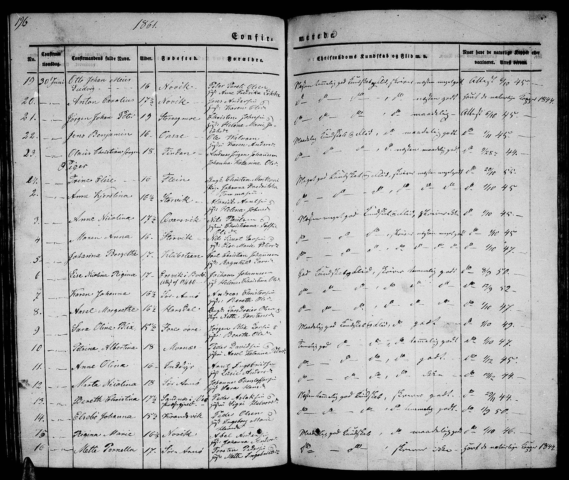 Ministerialprotokoller, klokkerbøker og fødselsregistre - Nordland, SAT/A-1459/805/L0106: Parish register (copy) no. 805C02, 1841-1861, p. 196