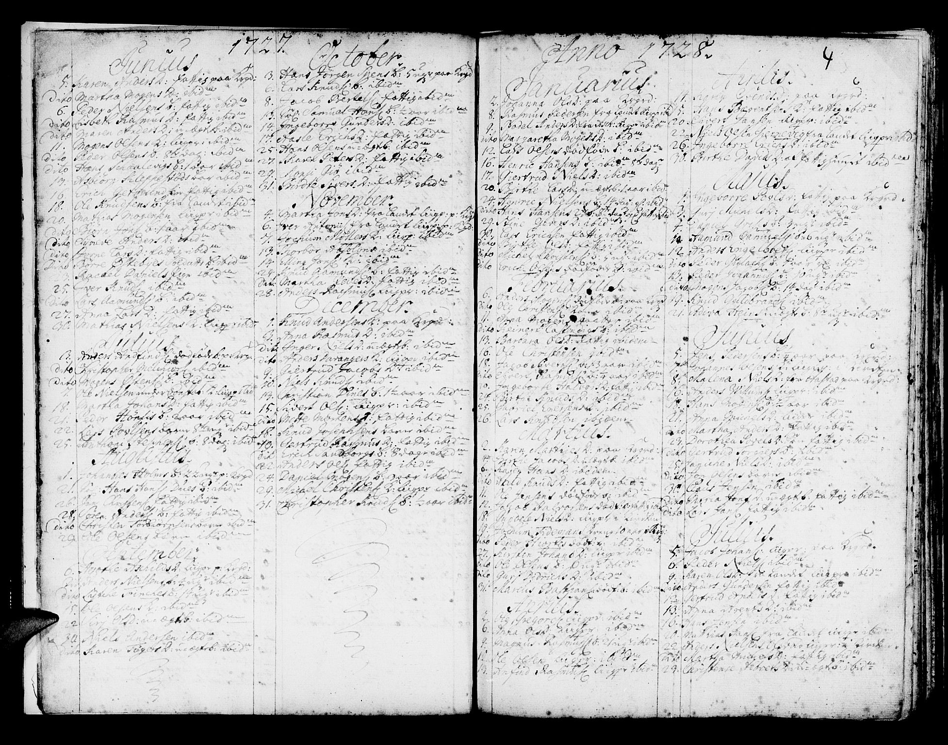 Domkirken sokneprestembete, AV/SAB-A-74801/H/Haa/L0008: Parish register (official) no. A 8, 1725-1775, p. 4