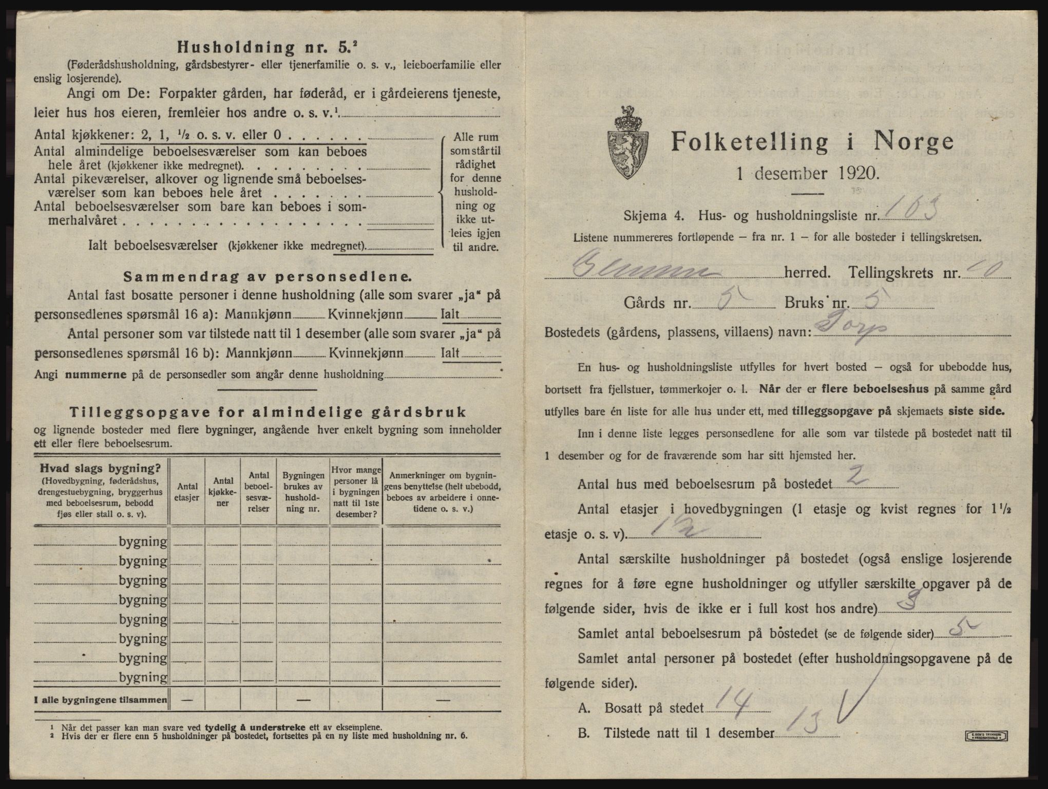 SAO, 1920 census for Glemmen, 1920, p. 2129