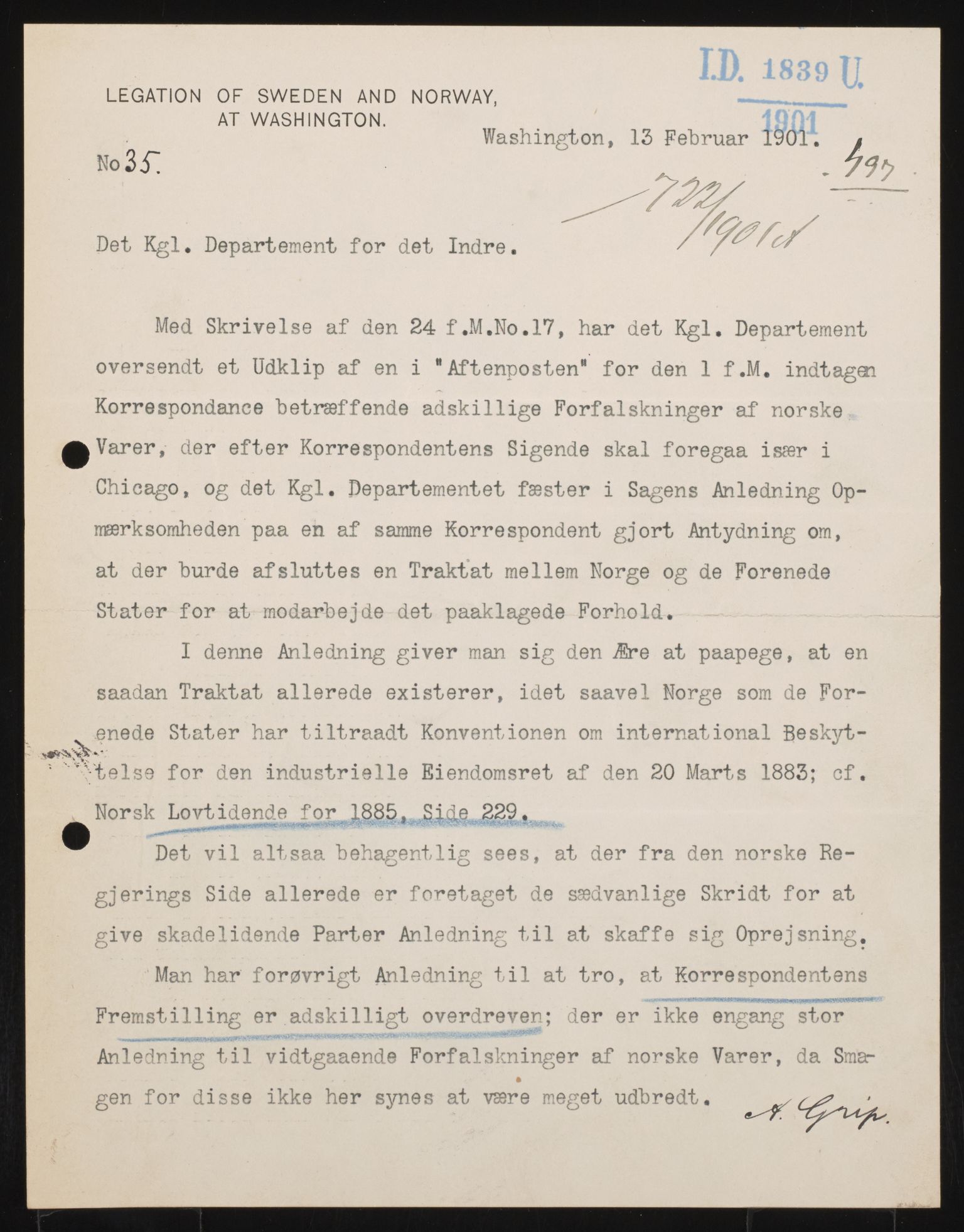 Utenriksdepartementet, AV/RA-S-2259, 1846-1939, p. 5