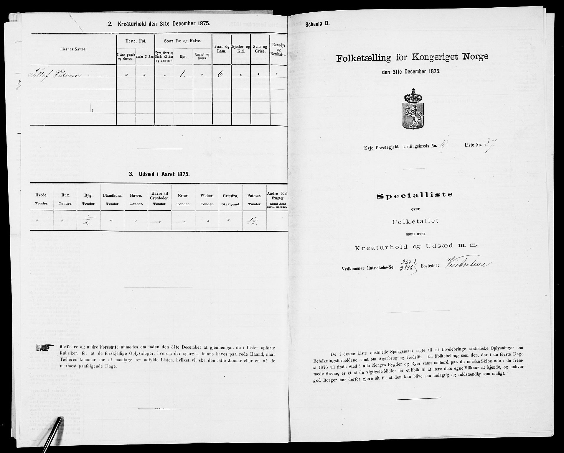 SAK, 1875 census for 0934P Evje, 1875, p. 913