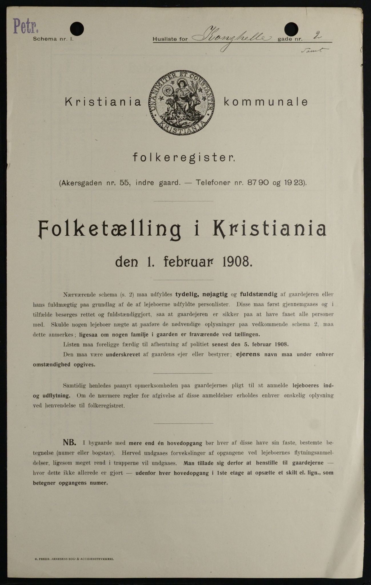 OBA, Municipal Census 1908 for Kristiania, 1908, p. 47130