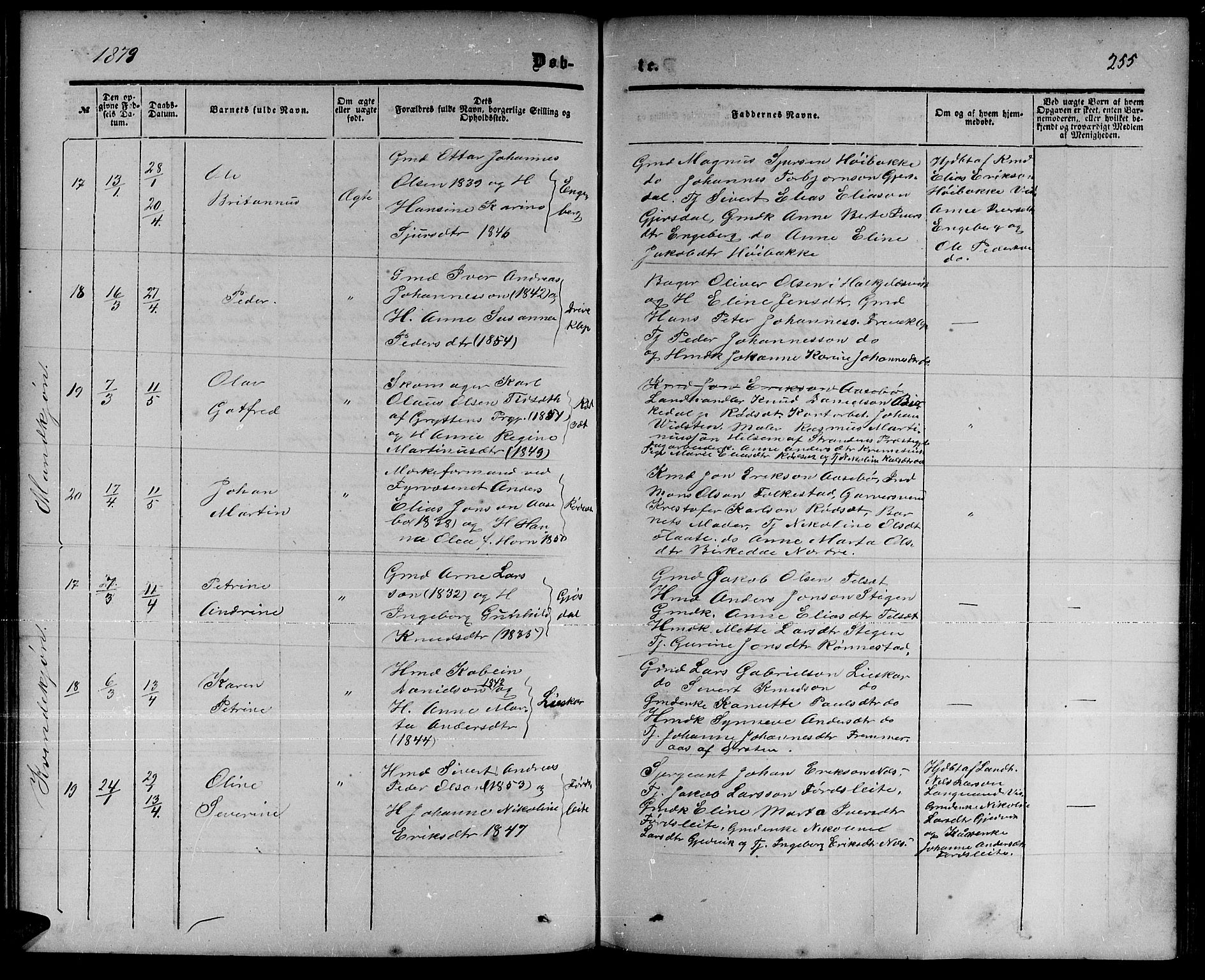 Ministerialprotokoller, klokkerbøker og fødselsregistre - Møre og Romsdal, AV/SAT-A-1454/511/L0157: Parish register (copy) no. 511C03, 1864-1884, p. 255