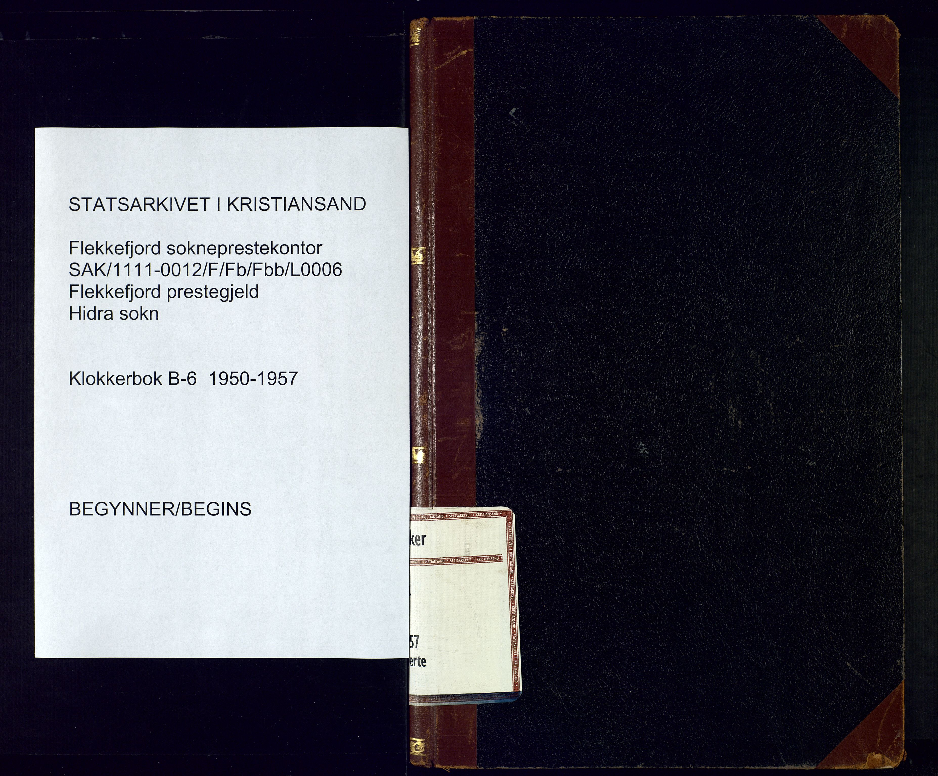 Flekkefjord sokneprestkontor, SAK/1111-0012/F/Fb/Fbb/L0006: Parish register (copy) no. B-6, 1950-1957