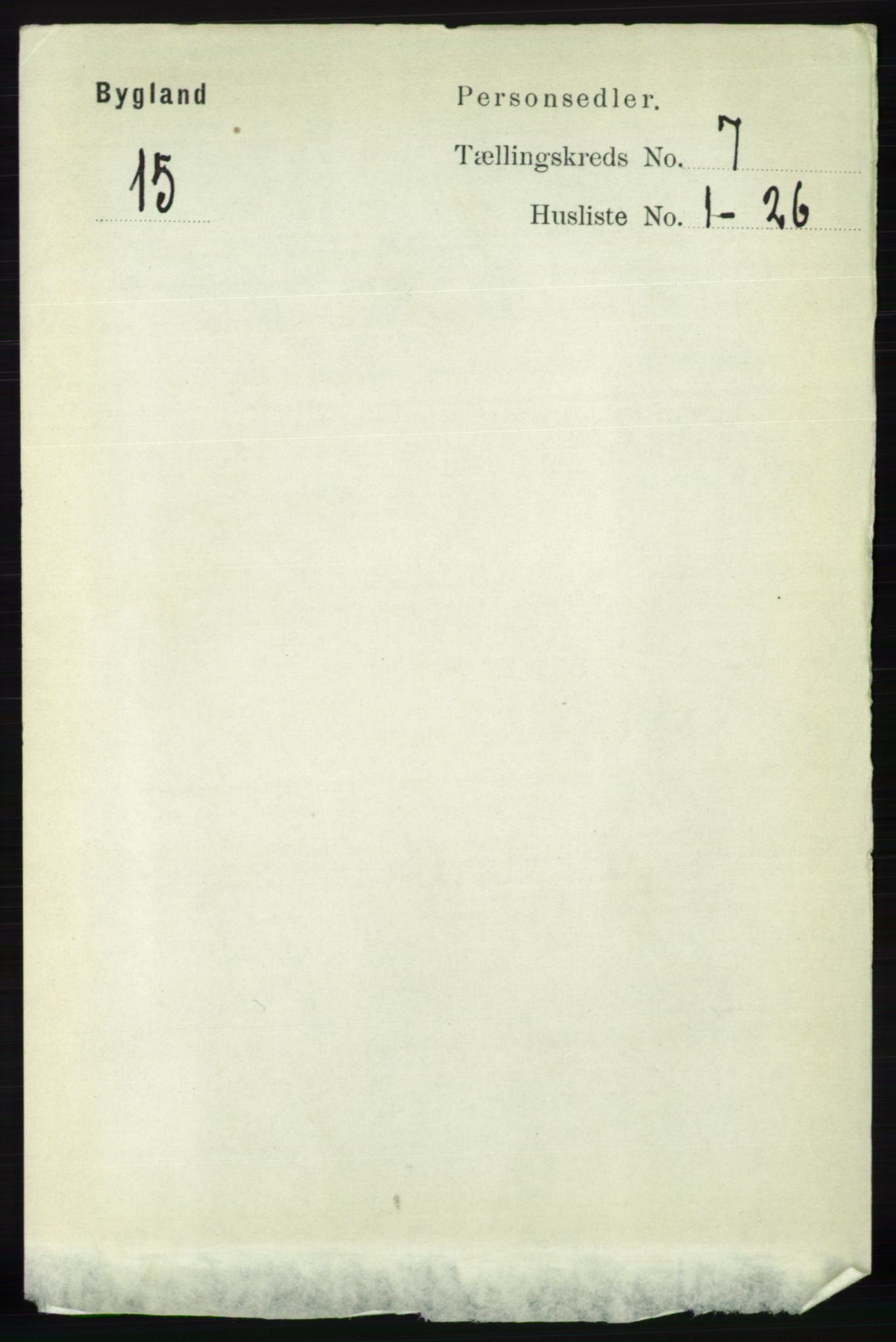 RA, 1891 census for 0938 Bygland, 1891, p. 1557