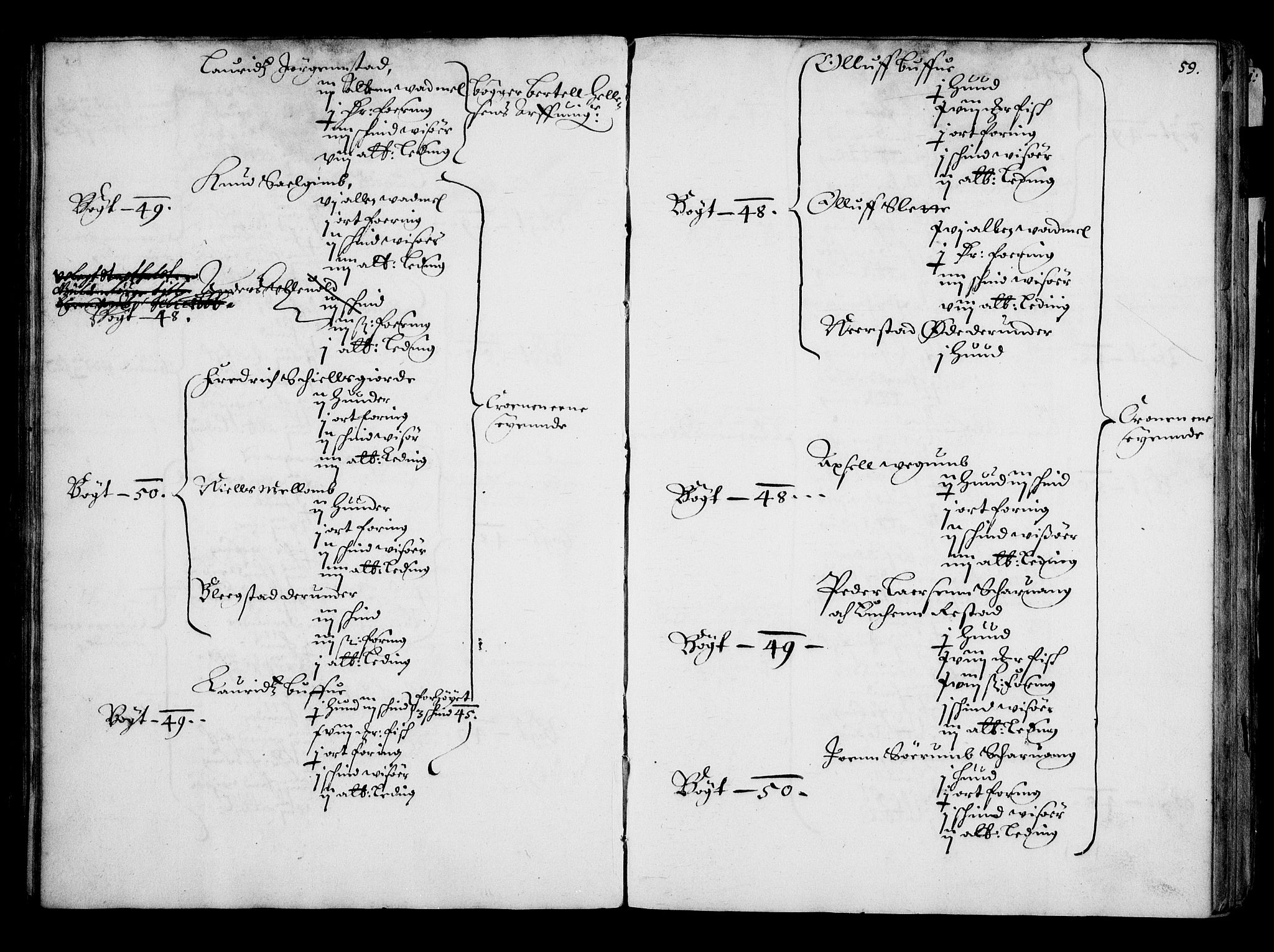 Rentekammeret inntil 1814, Realistisk ordnet avdeling, AV/RA-EA-4070/N/Na/L0001: [XI f]: Akershus stifts jordebok, 1652, p. 58b-59a