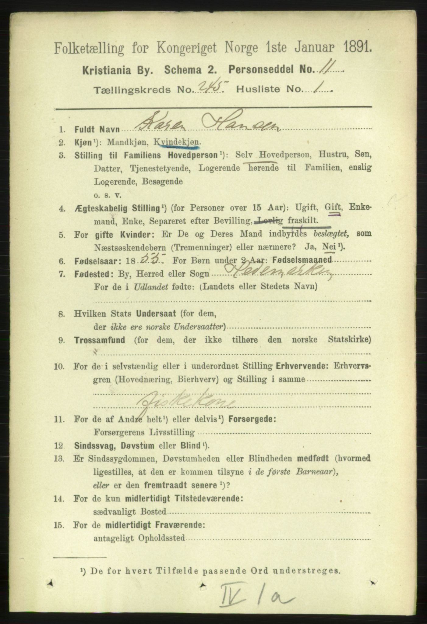 RA, 1891 census for 0301 Kristiania, 1891, p. 149145