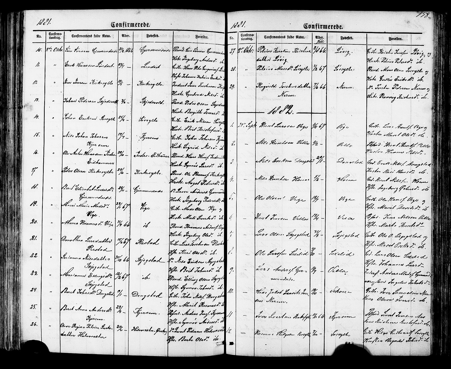 Ministerialprotokoller, klokkerbøker og fødselsregistre - Møre og Romsdal, SAT/A-1454/541/L0547: Parish register (copy) no. 541C02, 1867-1921, p. 158