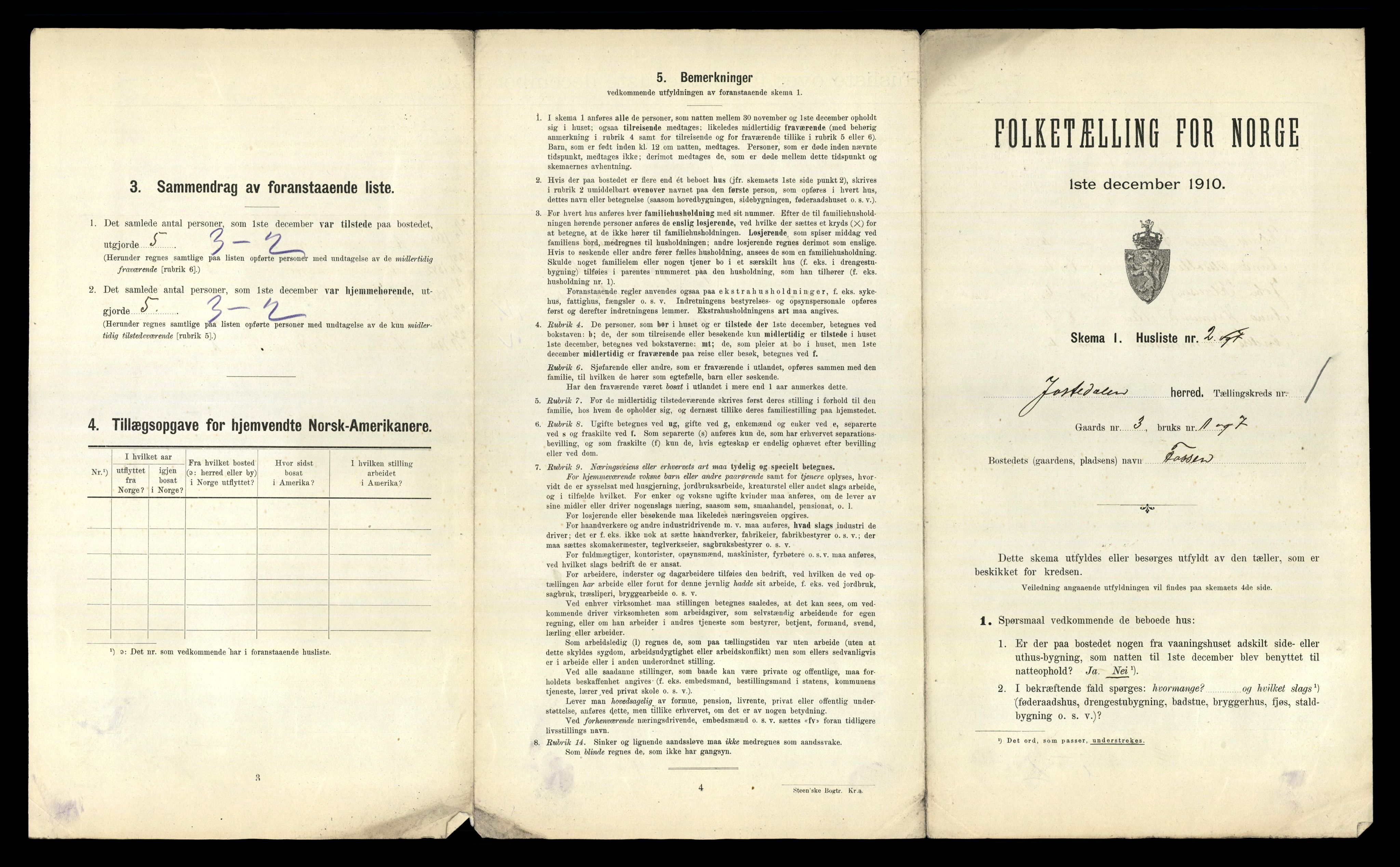 RA, 1910 census for Jostedal, 1910, p. 25