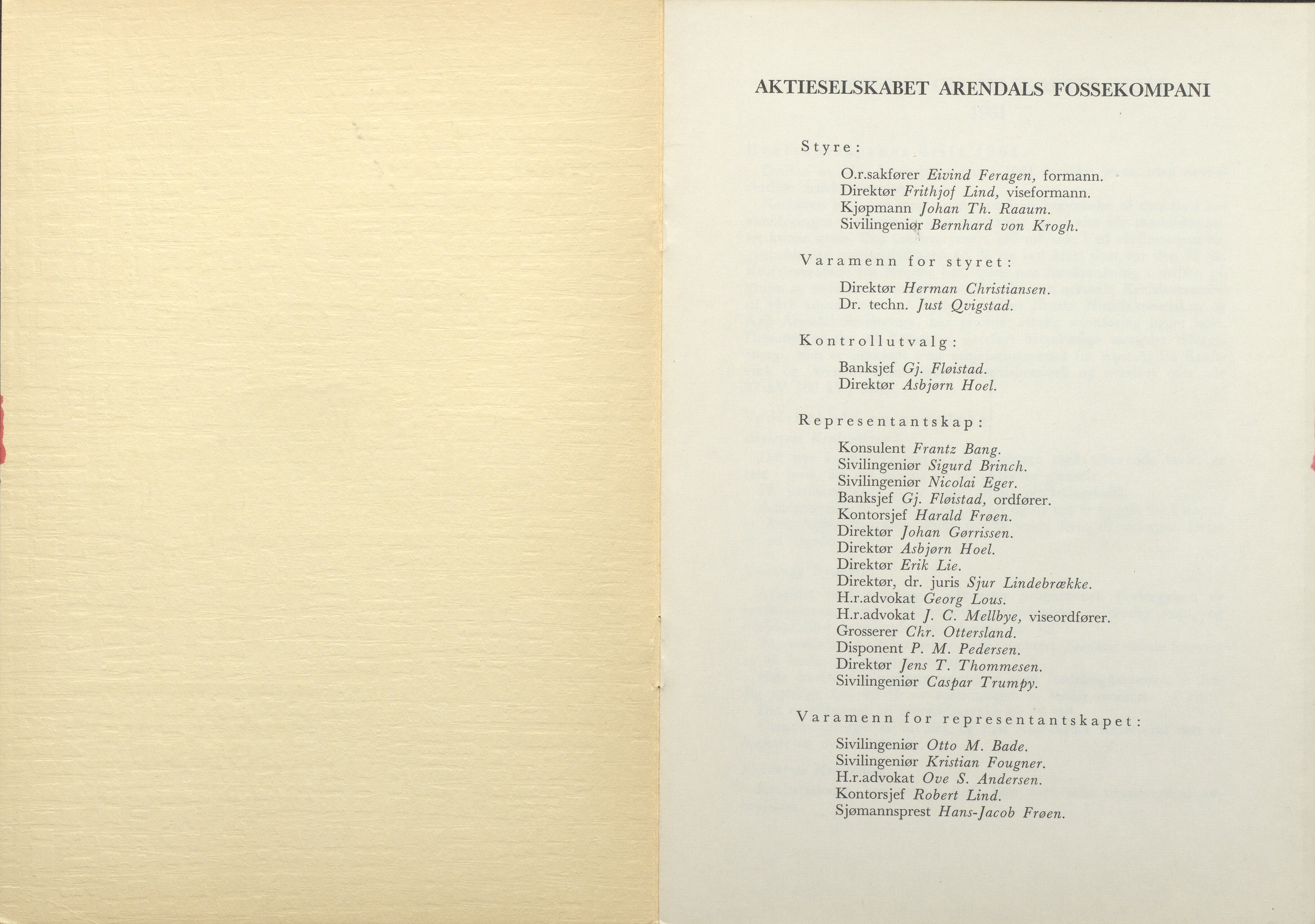 Arendals Fossekompani, AAKS/PA-2413/X/X01/L0001/0012: Beretninger, regnskap, balansekonto, gevinst- og tapskonto / Beretning, regnskap 1945 - 1962, 1945-1962, p. 101