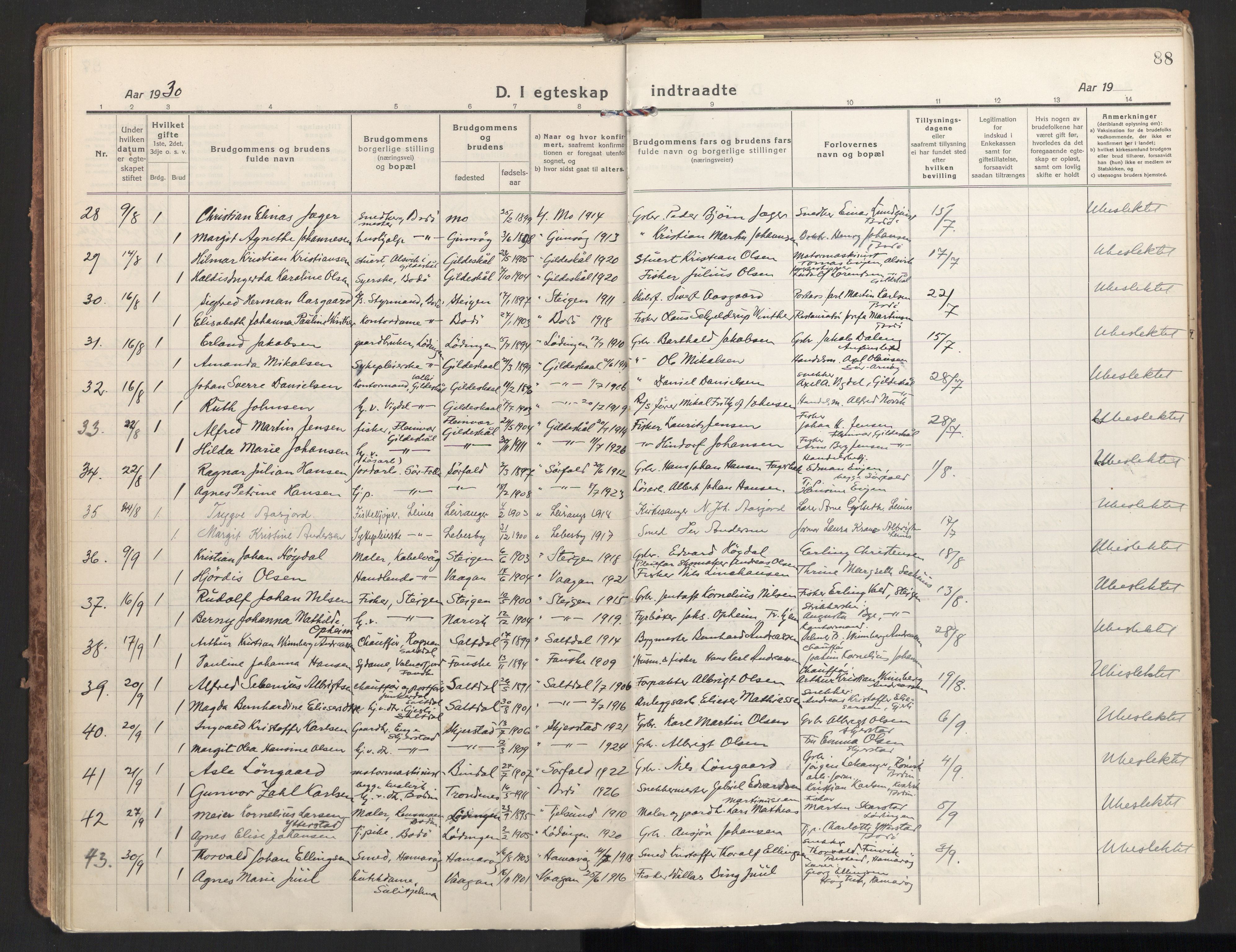 Ministerialprotokoller, klokkerbøker og fødselsregistre - Nordland, AV/SAT-A-1459/801/L0018: Parish register (official) no. 801A18, 1916-1930, p. 88