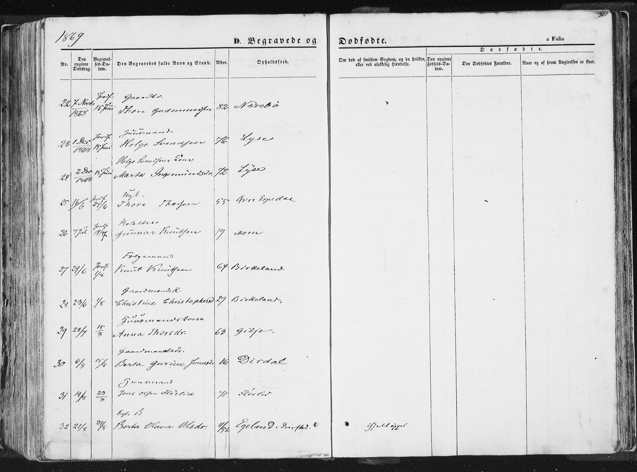 Høgsfjord sokneprestkontor, AV/SAST-A-101624/H/Ha/Haa/L0001: Parish register (official) no. A 1, 1854-1875, p. 301