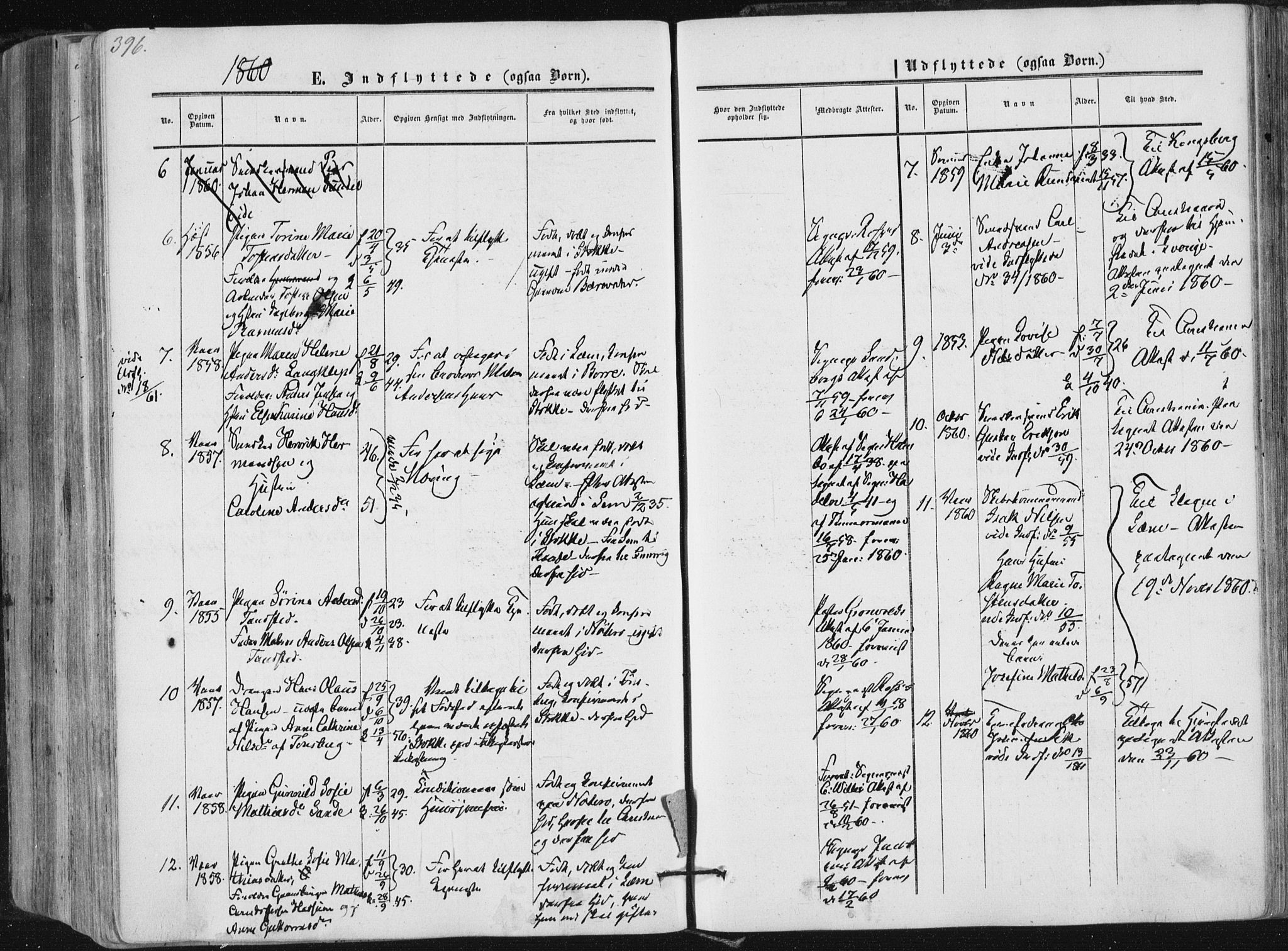 Tønsberg kirkebøker, AV/SAKO-A-330/F/Fa/L0008: Parish register (official) no. I 8, 1855-1864, p. 396