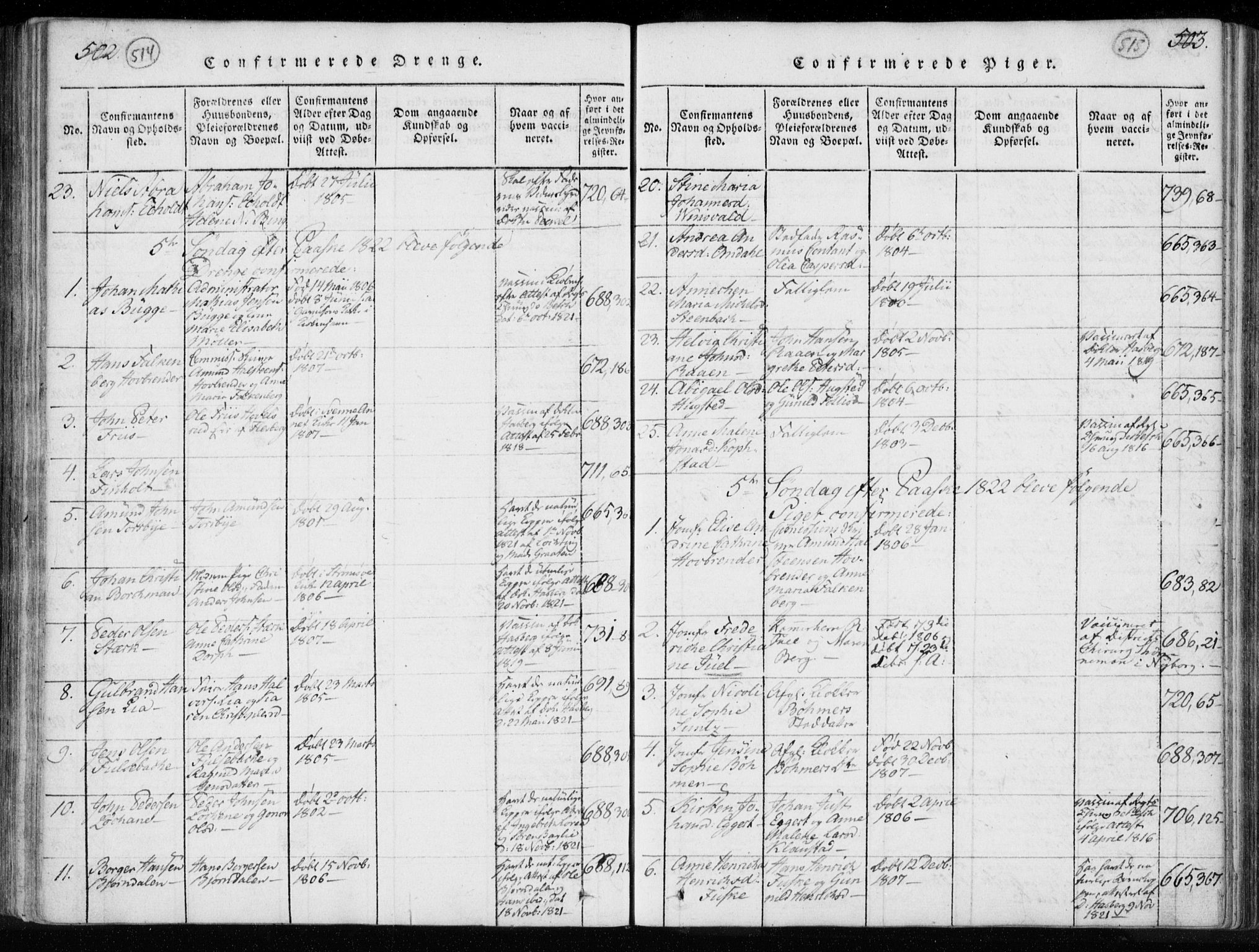Kongsberg kirkebøker, SAKO/A-22/F/Fa/L0008: Parish register (official) no. I 8, 1816-1839, p. 514-515