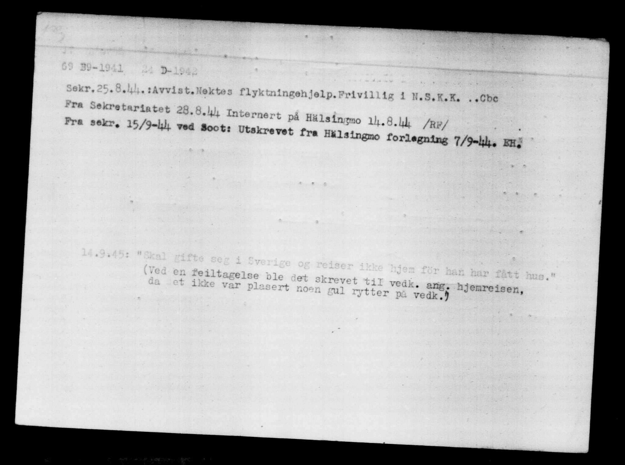 Den Kgl. Norske Legasjons Flyktningskontor, RA/S-6753/V/Va/L0012: Kjesäterkartoteket.  Flyktningenr. 28300-31566, 1940-1945, p. 1334