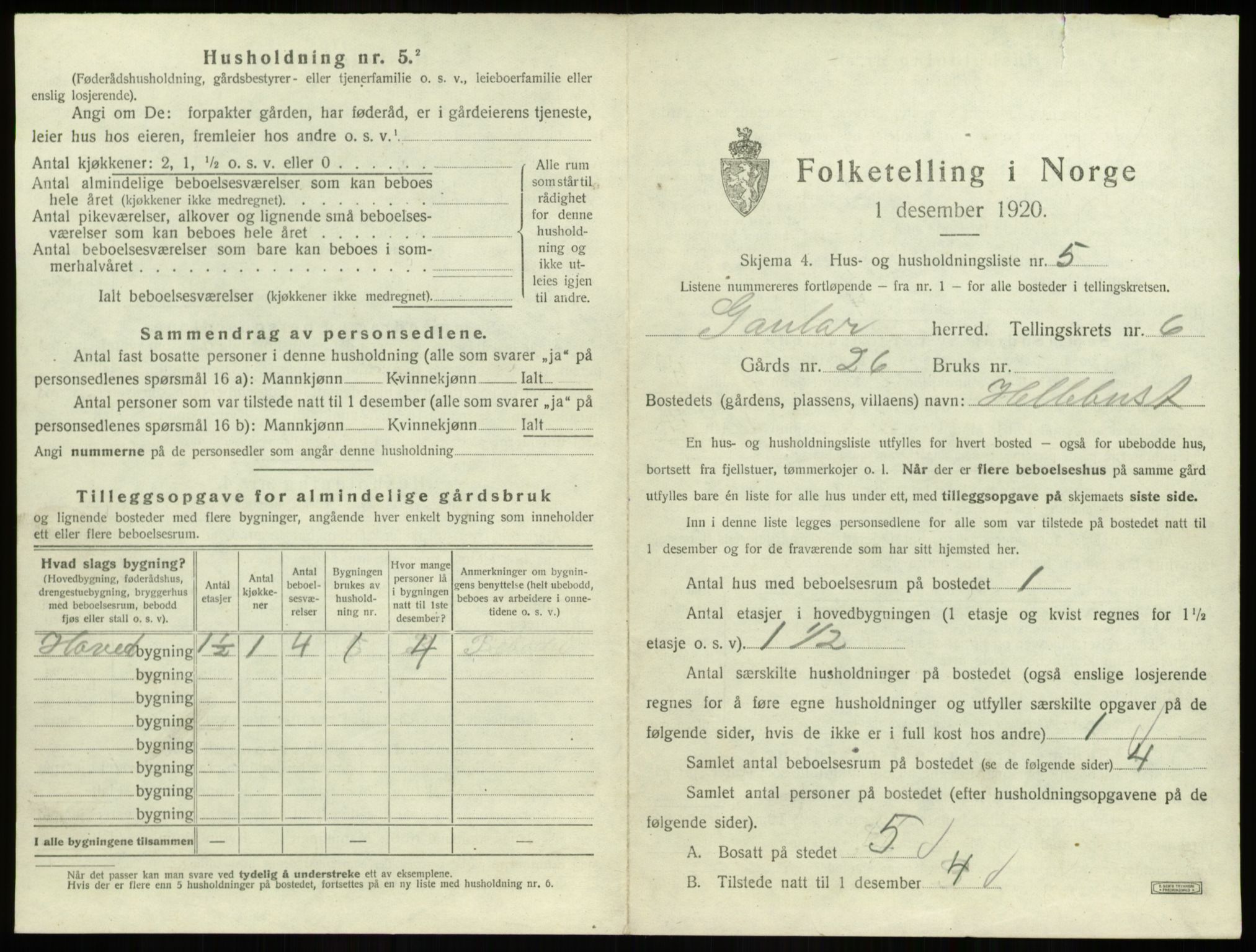 SAB, 1920 census for Gaular, 1920, p. 393