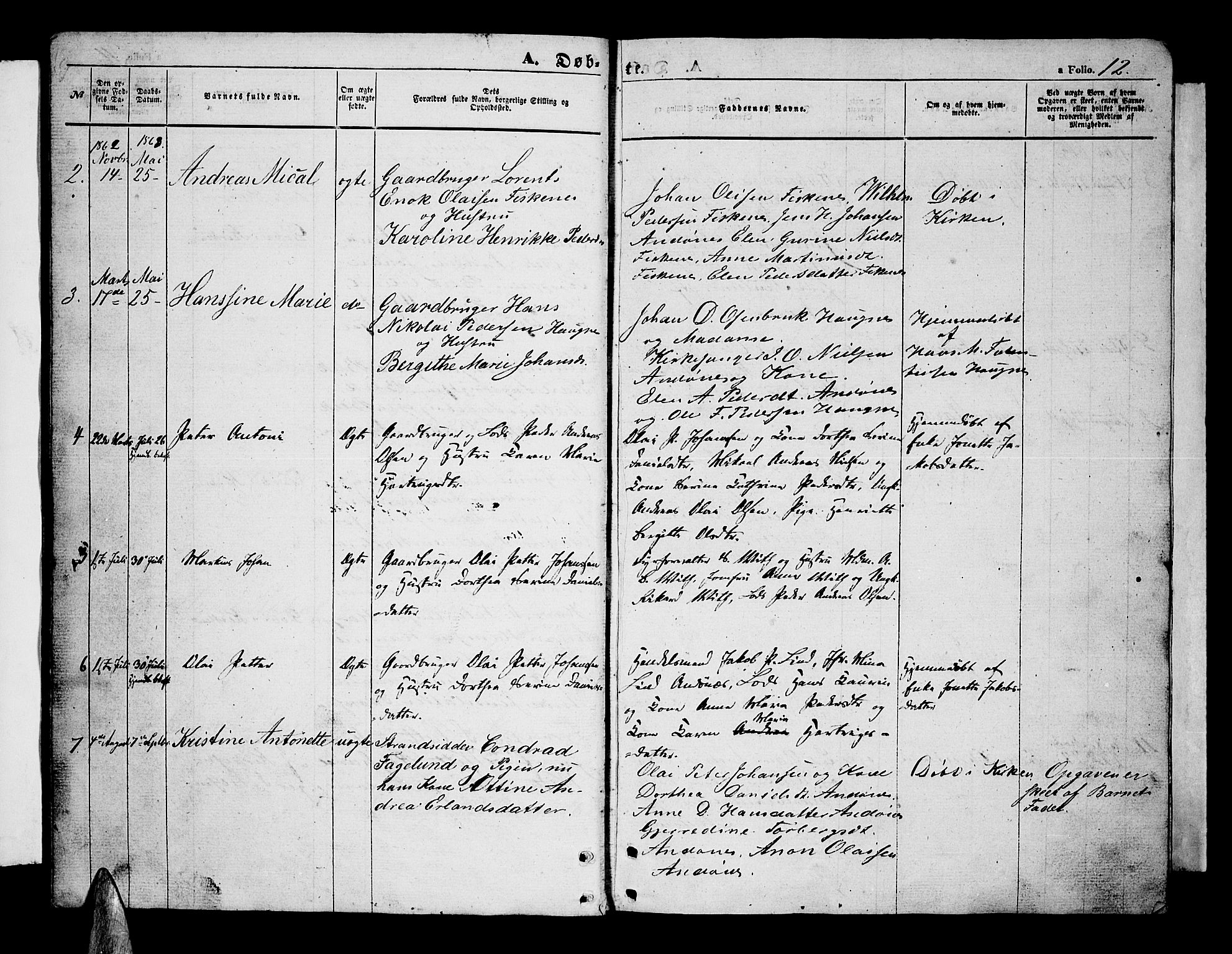 Ministerialprotokoller, klokkerbøker og fødselsregistre - Nordland, SAT/A-1459/899/L1447: Parish register (copy) no. 899C02, 1855-1886, p. 12