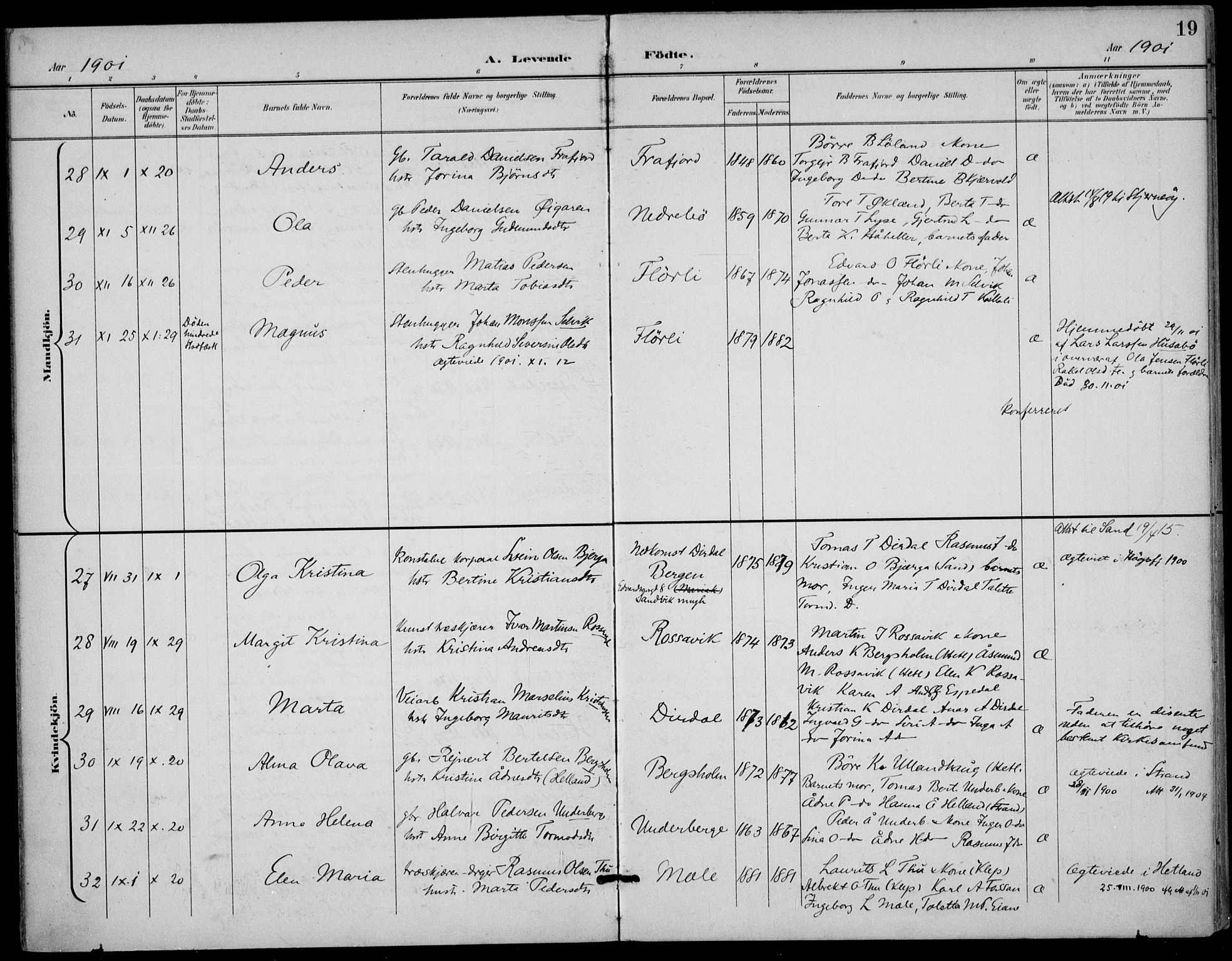 Høgsfjord sokneprestkontor, AV/SAST-A-101624/H/Ha/Haa/L0007: Parish register (official) no. A 7, 1898-1917, p. 19