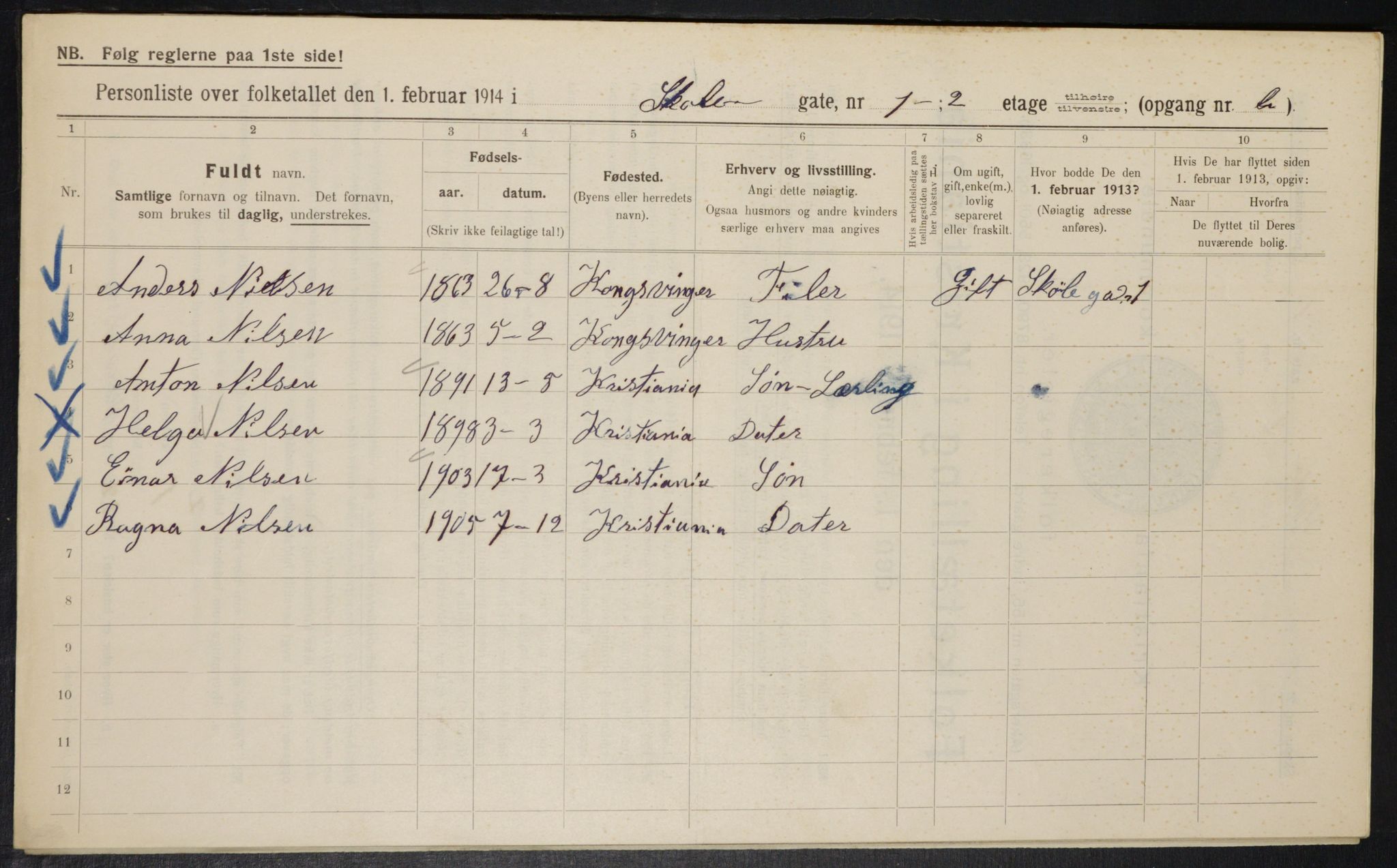 OBA, Municipal Census 1914 for Kristiania, 1914, p. 96051