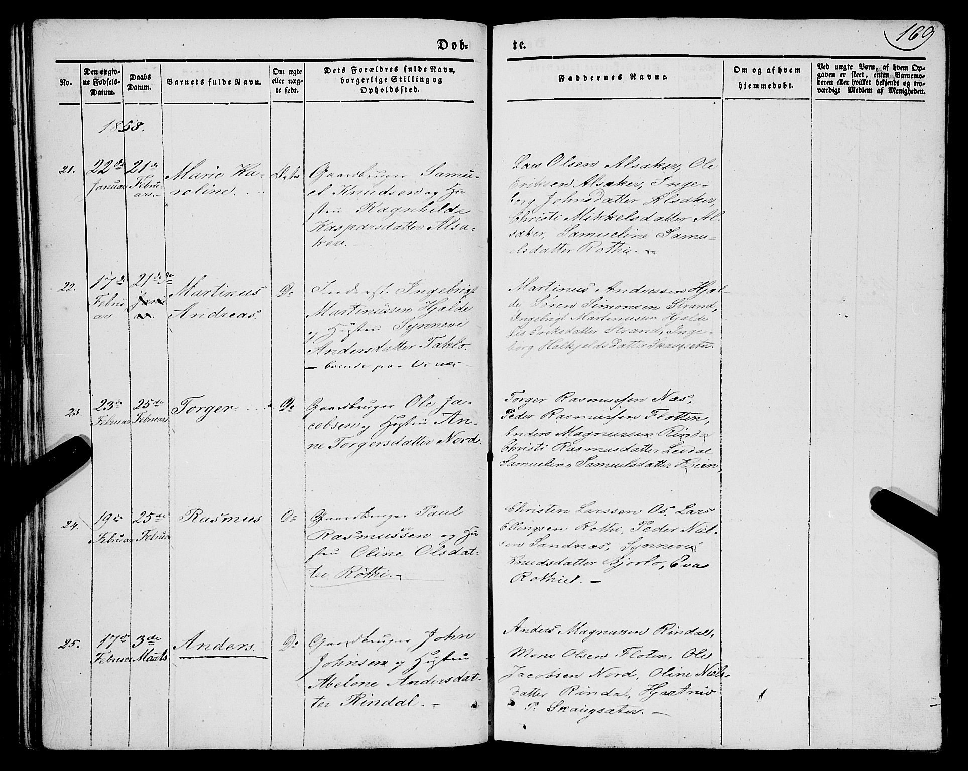 Eid sokneprestembete, AV/SAB-A-82301/H/Haa/Haaa/L0007: Parish register (official) no. A 7, 1844-1858, p. 169