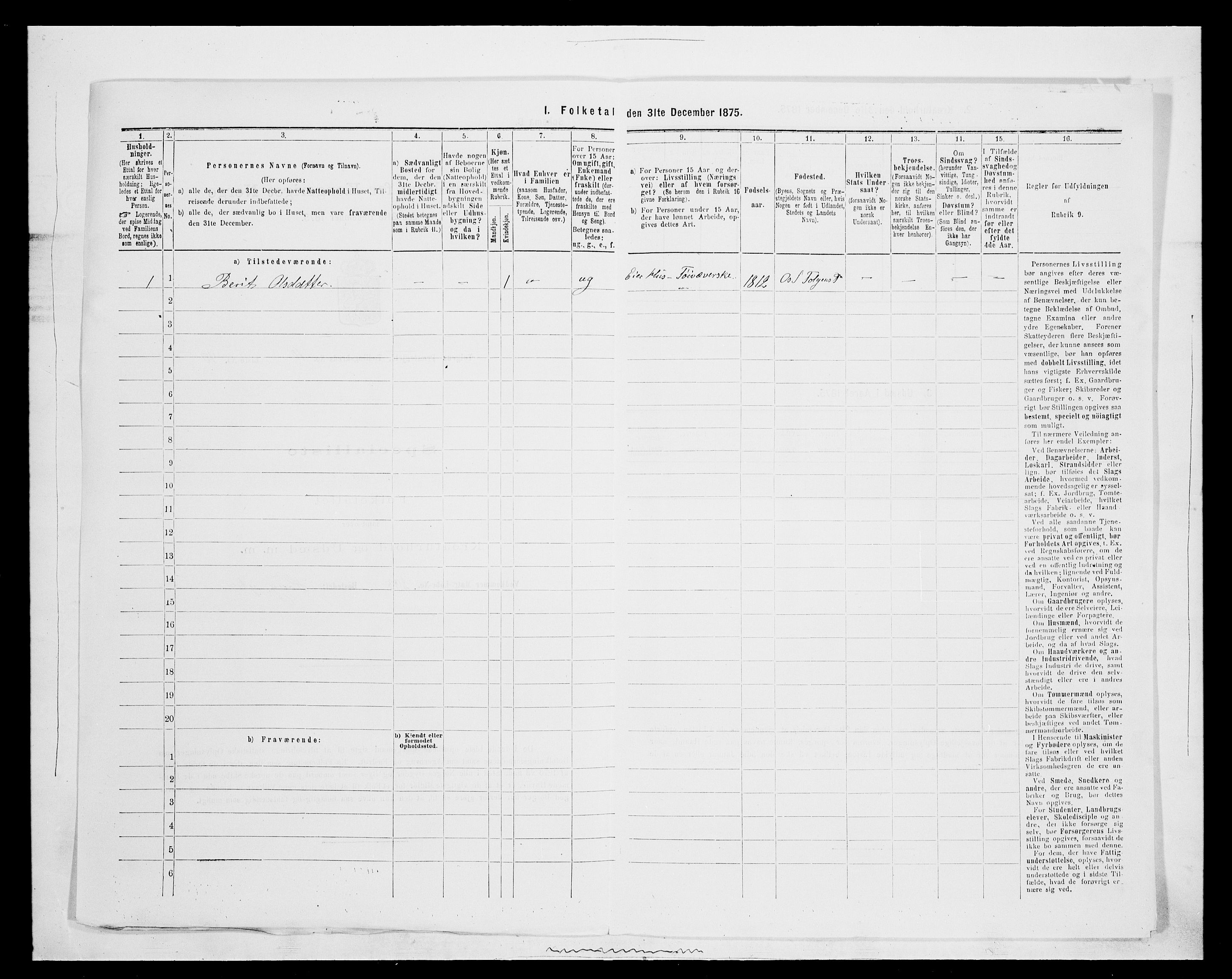 SAH, 1875 census for 0436P Tolga, 1875, p. 1077