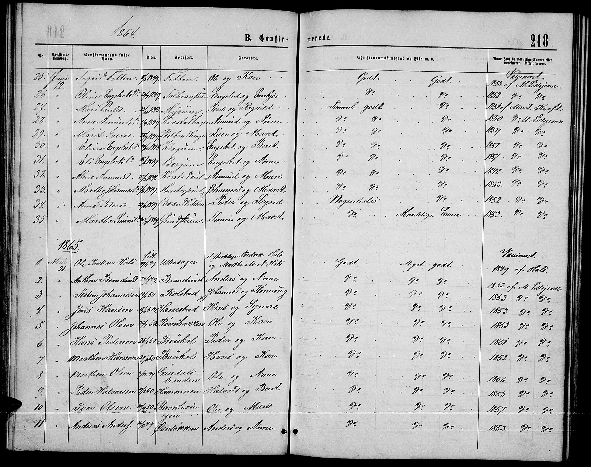 Sør-Fron prestekontor, SAH/PREST-010/H/Ha/Hab/L0002: Parish register (copy) no. 2, 1864-1883, p. 218