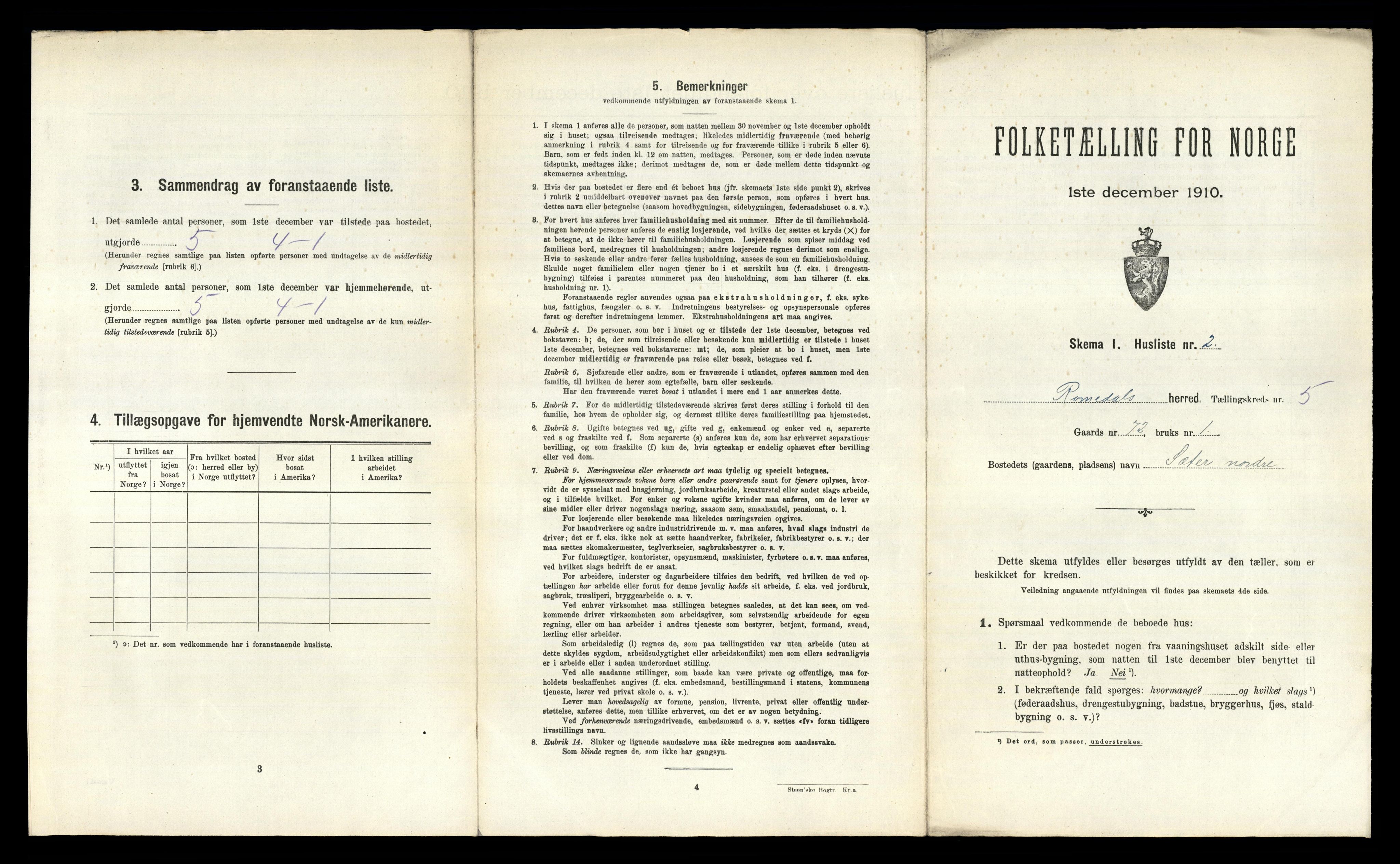 RA, 1910 census for Romedal, 1910, p. 949