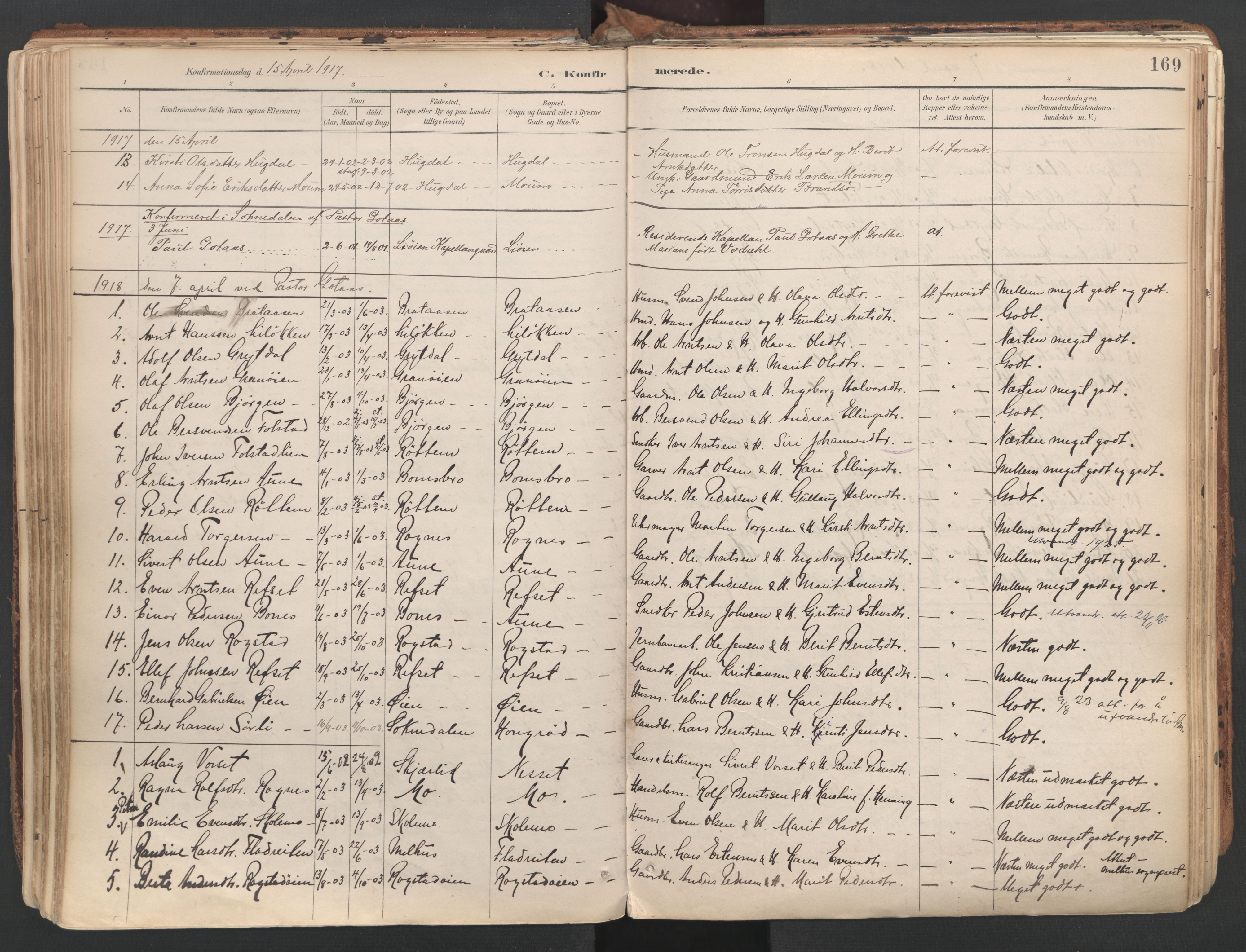 Ministerialprotokoller, klokkerbøker og fødselsregistre - Sør-Trøndelag, SAT/A-1456/687/L1004: Parish register (official) no. 687A10, 1891-1923, p. 169