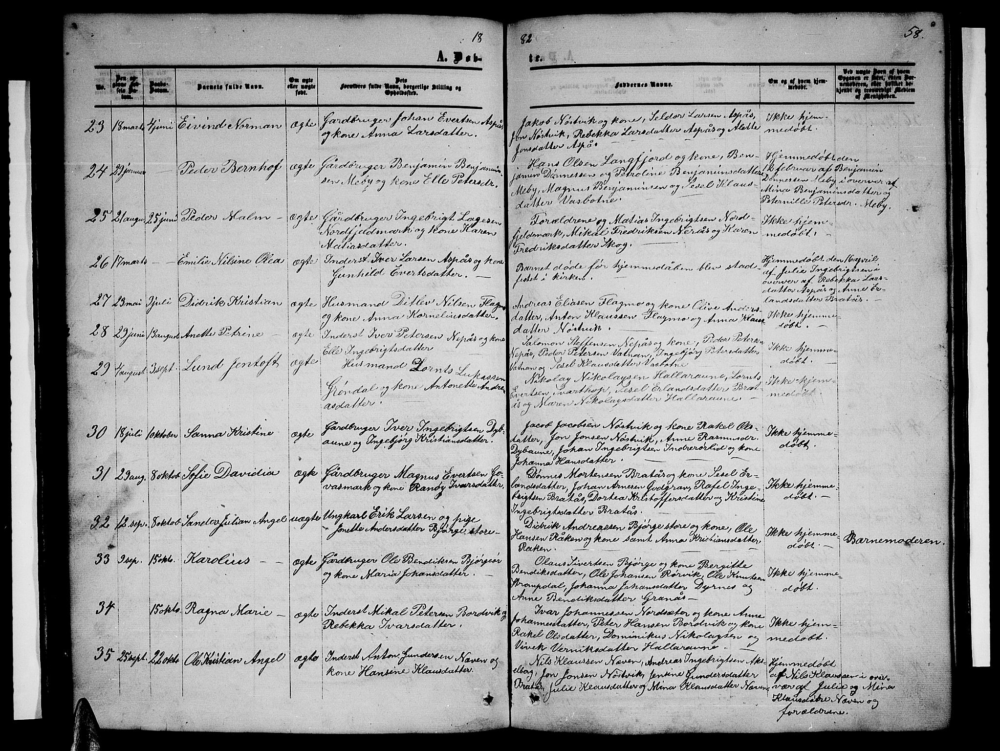 Ministerialprotokoller, klokkerbøker og fødselsregistre - Nordland, AV/SAT-A-1459/814/L0229: Parish register (copy) no. 814C02, 1859-1883, p. 58