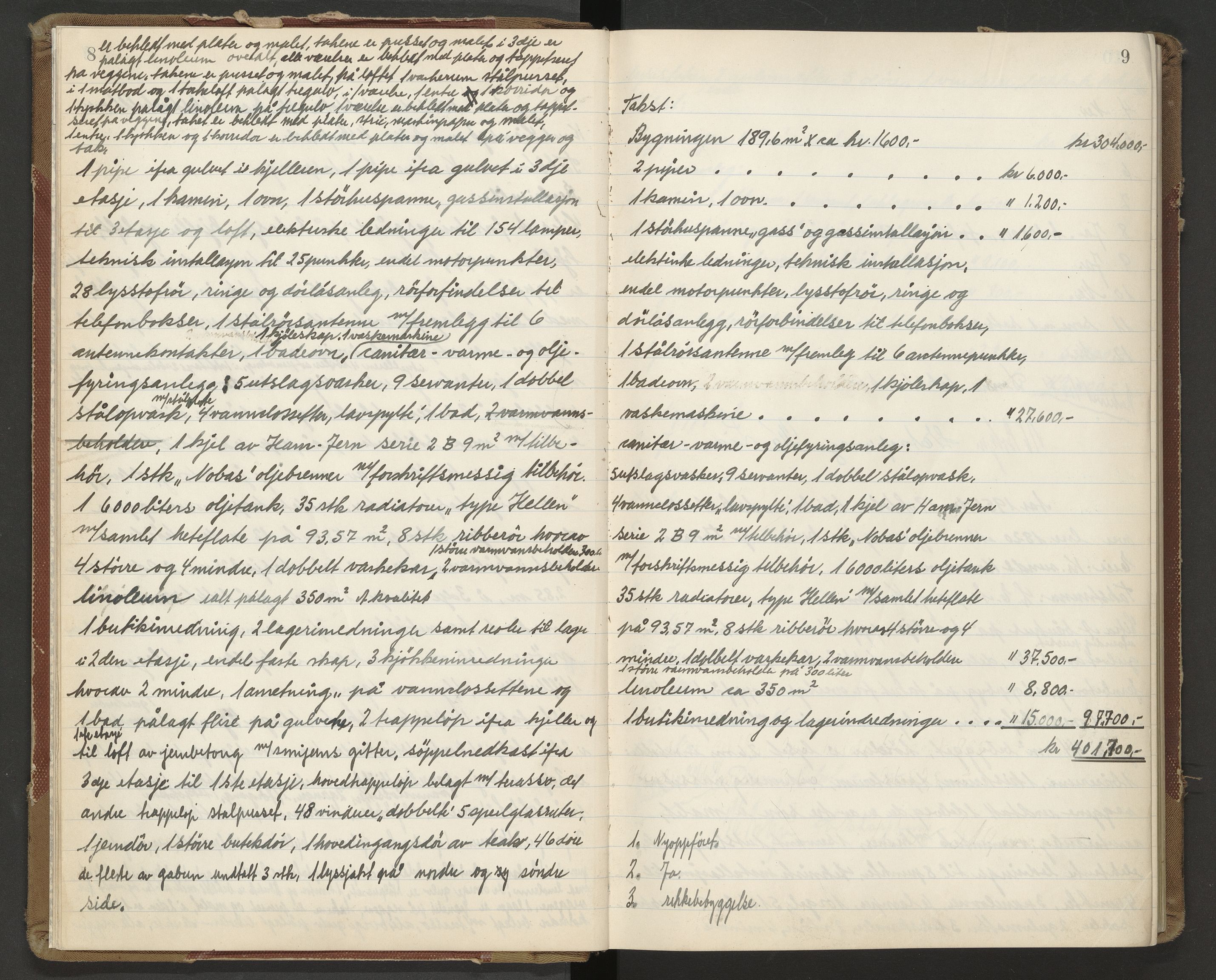 Norges Brannkasse Kristiansund, AV/SAT-A-4776/A/L0020: Branntakstprotokoll, 1951-1954, p. 8-9