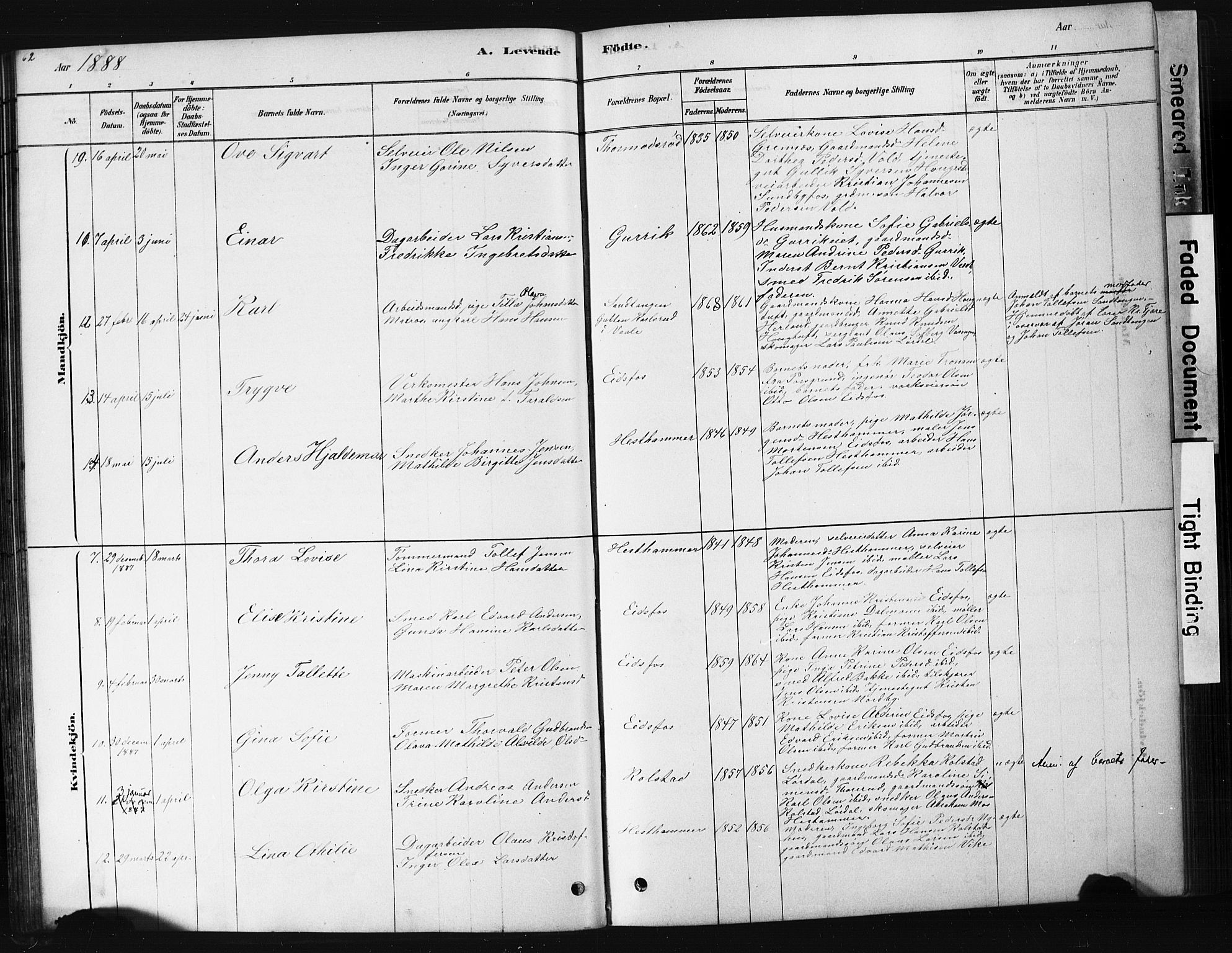 Hof kirkebøker, AV/SAKO-A-64/G/Ga/L0004: Parish register (copy) no. I 4, 1878-1930, p. 62