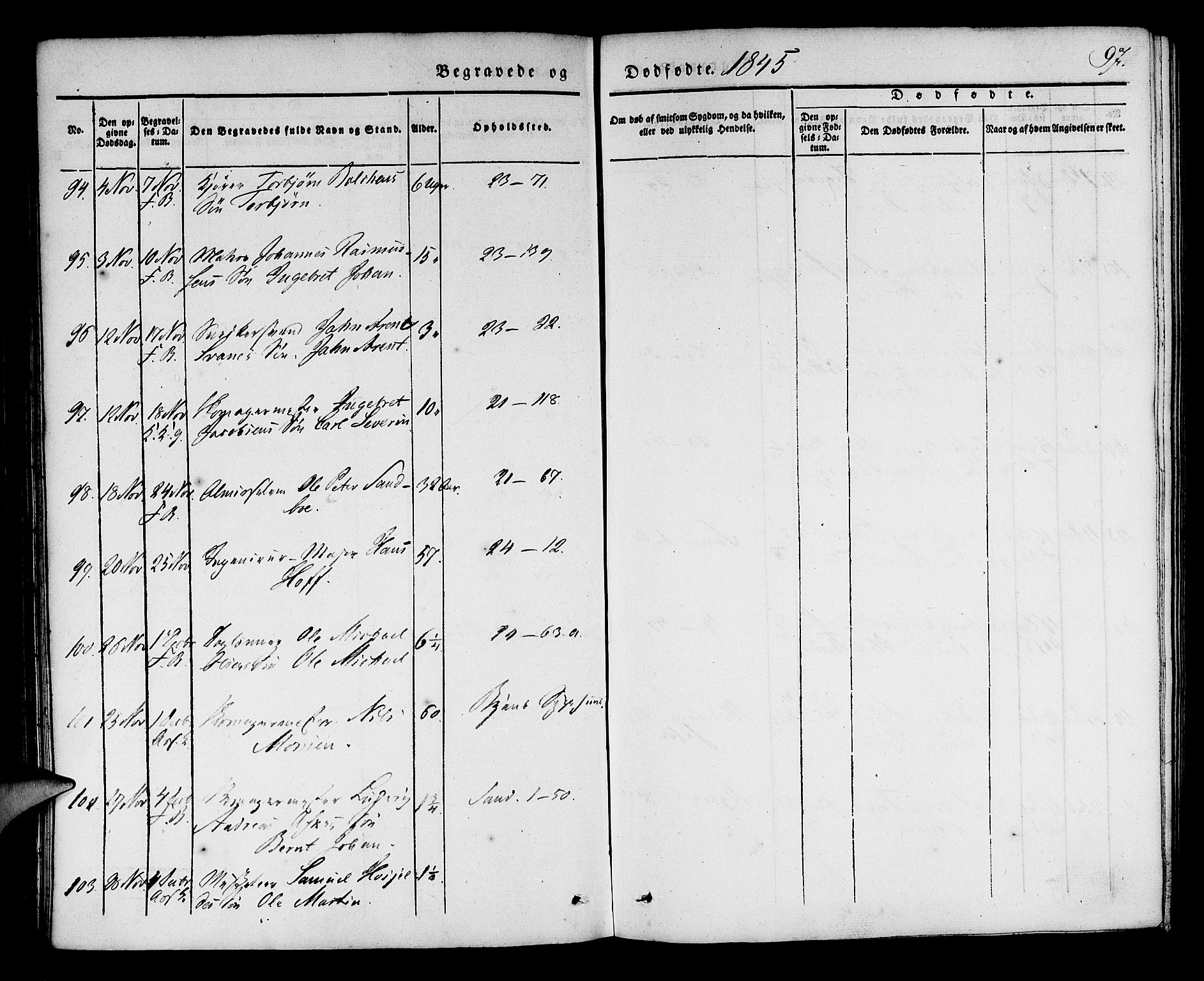 Korskirken sokneprestembete, AV/SAB-A-76101/H/Haa/L0043: Parish register (official) no. E 1, 1834-1848, p. 97