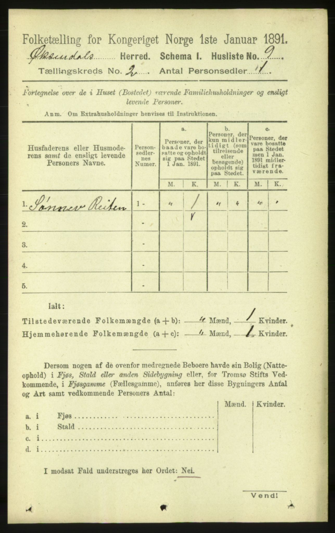 RA, 1891 census for 1561 Øksendal, 1891, p. 221