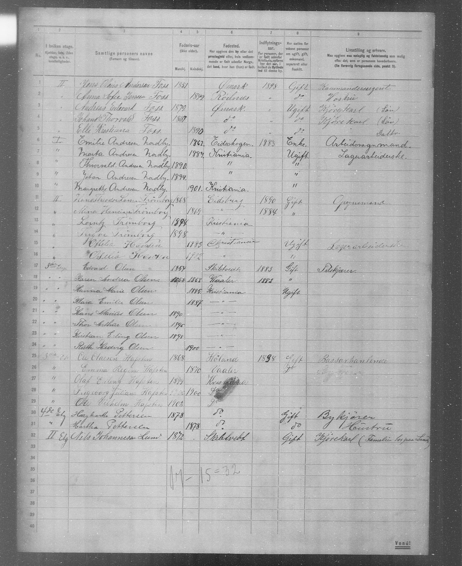 OBA, Municipal Census 1904 for Kristiania, 1904, p. 5451